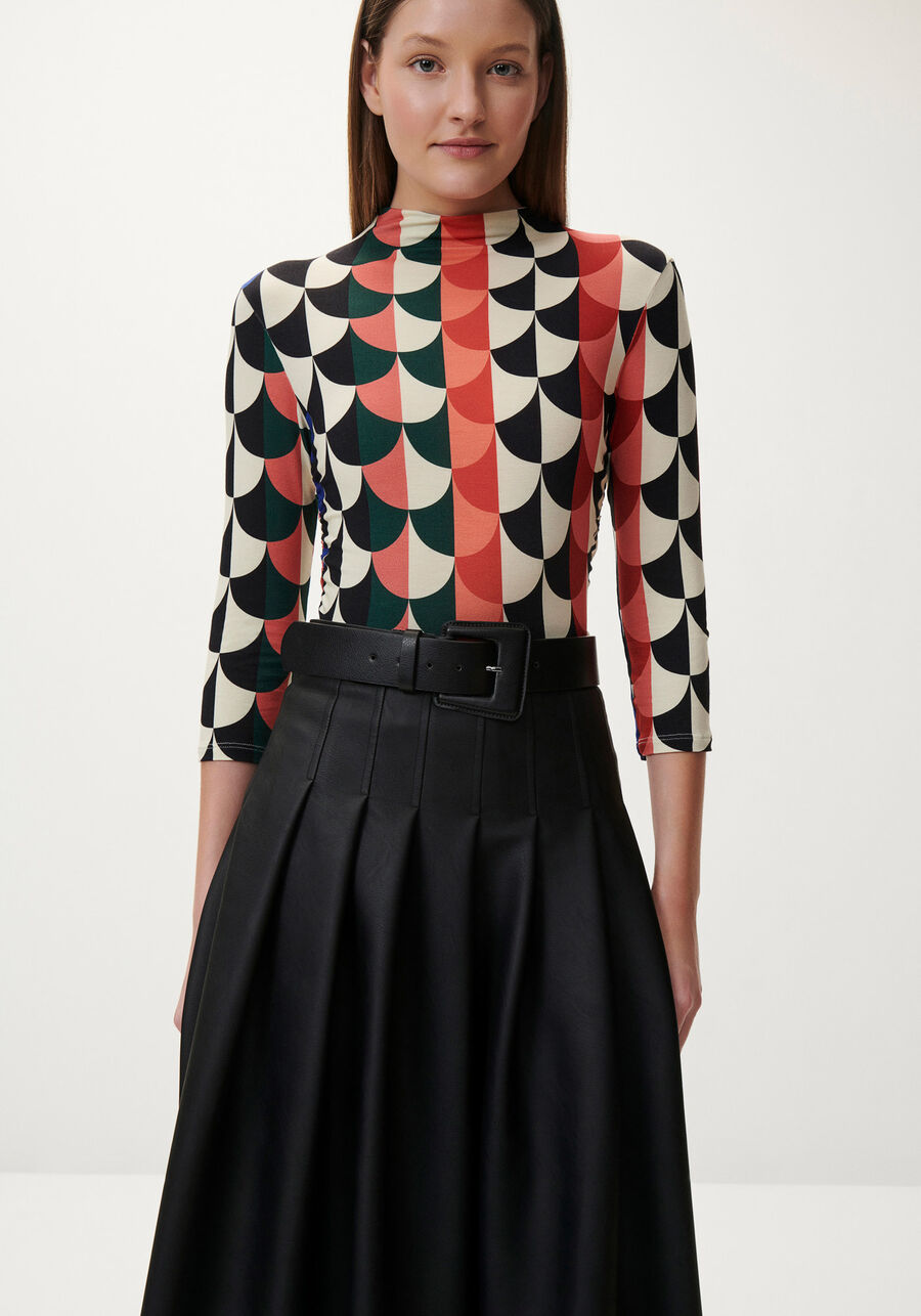 Blusa Manga 3/4 Estampada com Franzido Lateral, . Blusa Manga 3/4 Estampada com Franzido Lateral, , large.