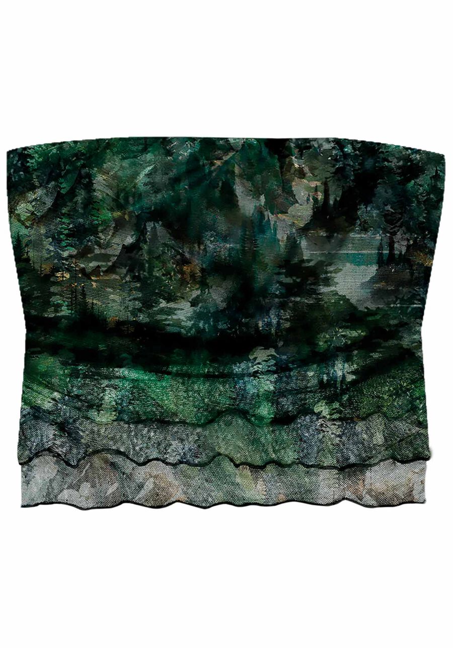 Blusa Sem Alça em Tule Estampada, . Blusa Sem Alça em Tule Estampada, , large.