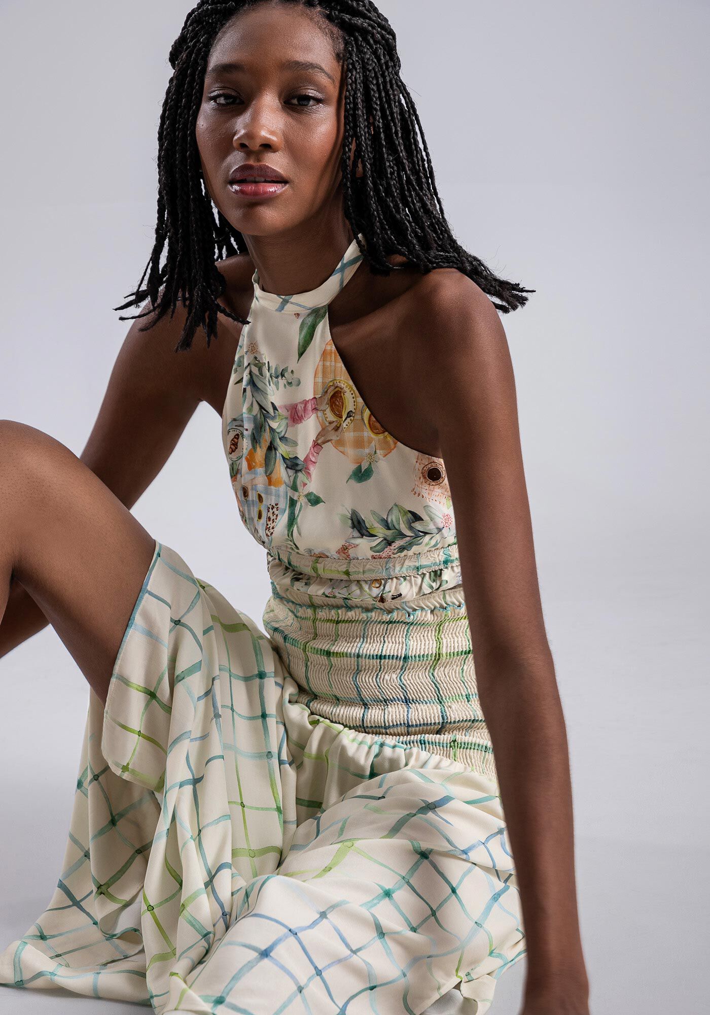 Saia Midi em Viscose com Recorte Lastex Lez a Lez
