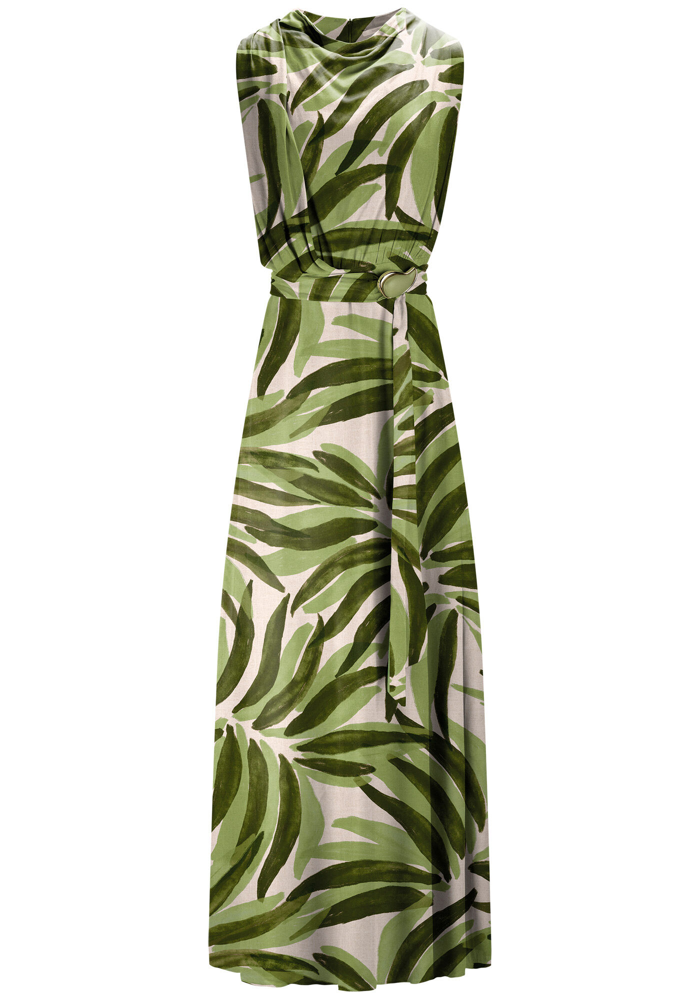 Vestido Longo em Viscose com Gola Degag&ecirc;, , large.