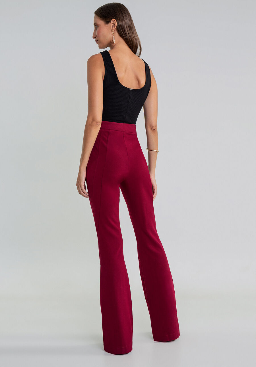 Calça Flare Cintura Alta, BORDO. Calça Flare Cintura Alta, BORDO, large.