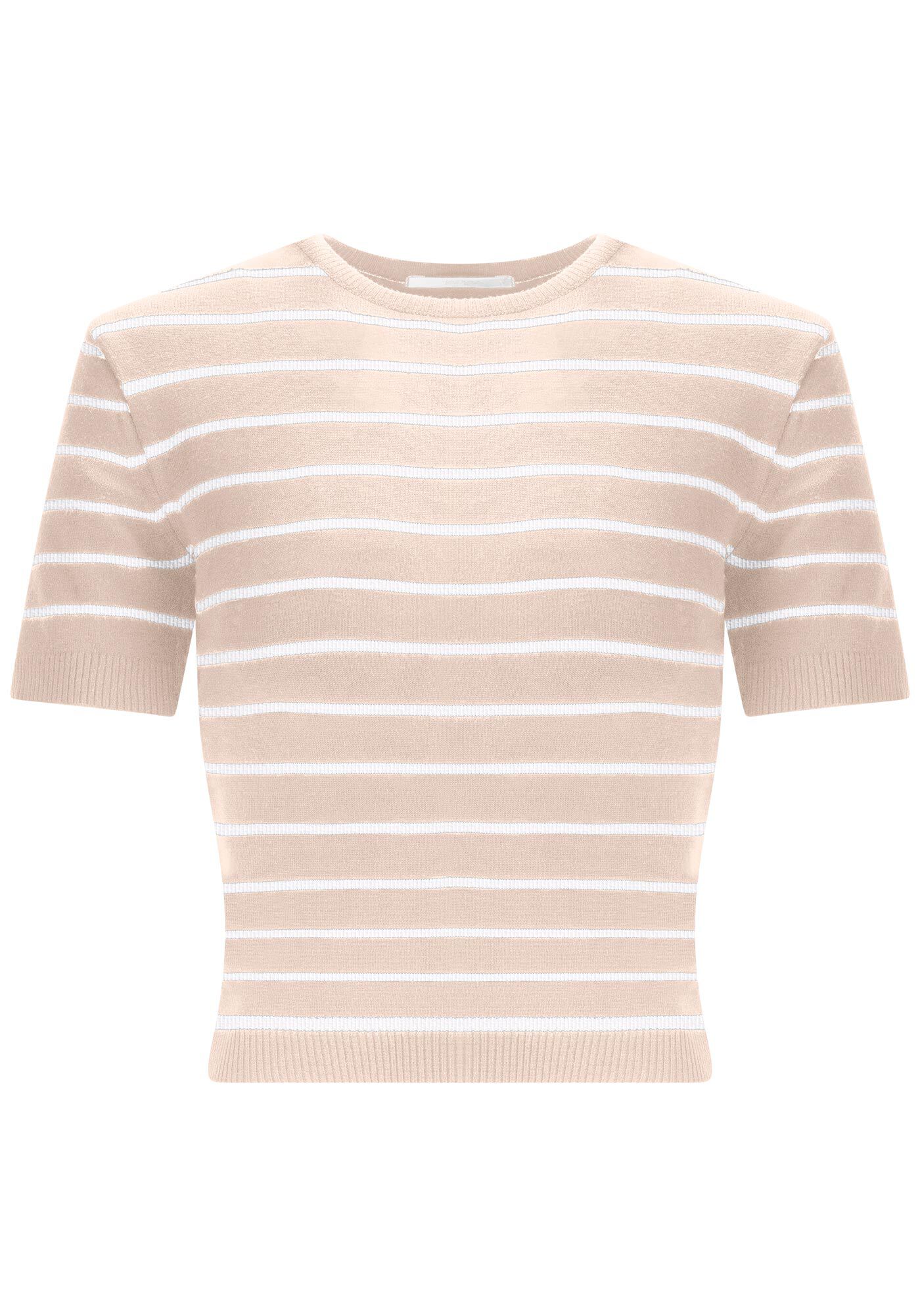 Blusa Listrada em Tric&ocirc; com Manga Curta, , large.