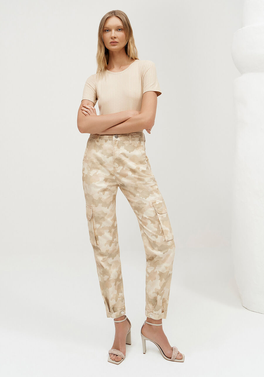 Calça Sarja Slim Cropped Camuflada, . Calça Sarja Slim Cropped Camuflada, , large.