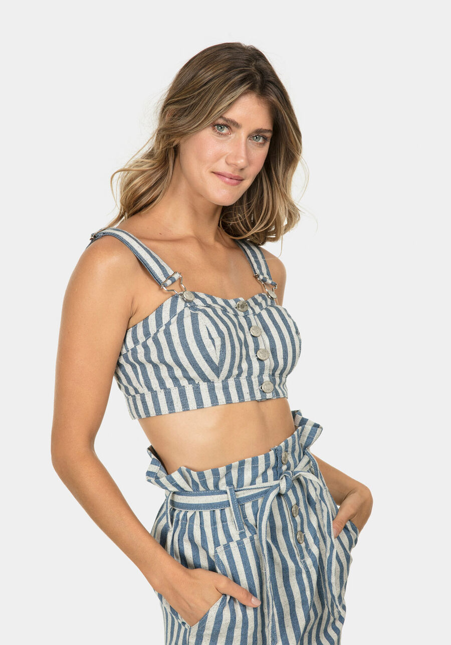 Top Cropped Listrado, JEANS. Top Cropped Listrado, JEANS, large.