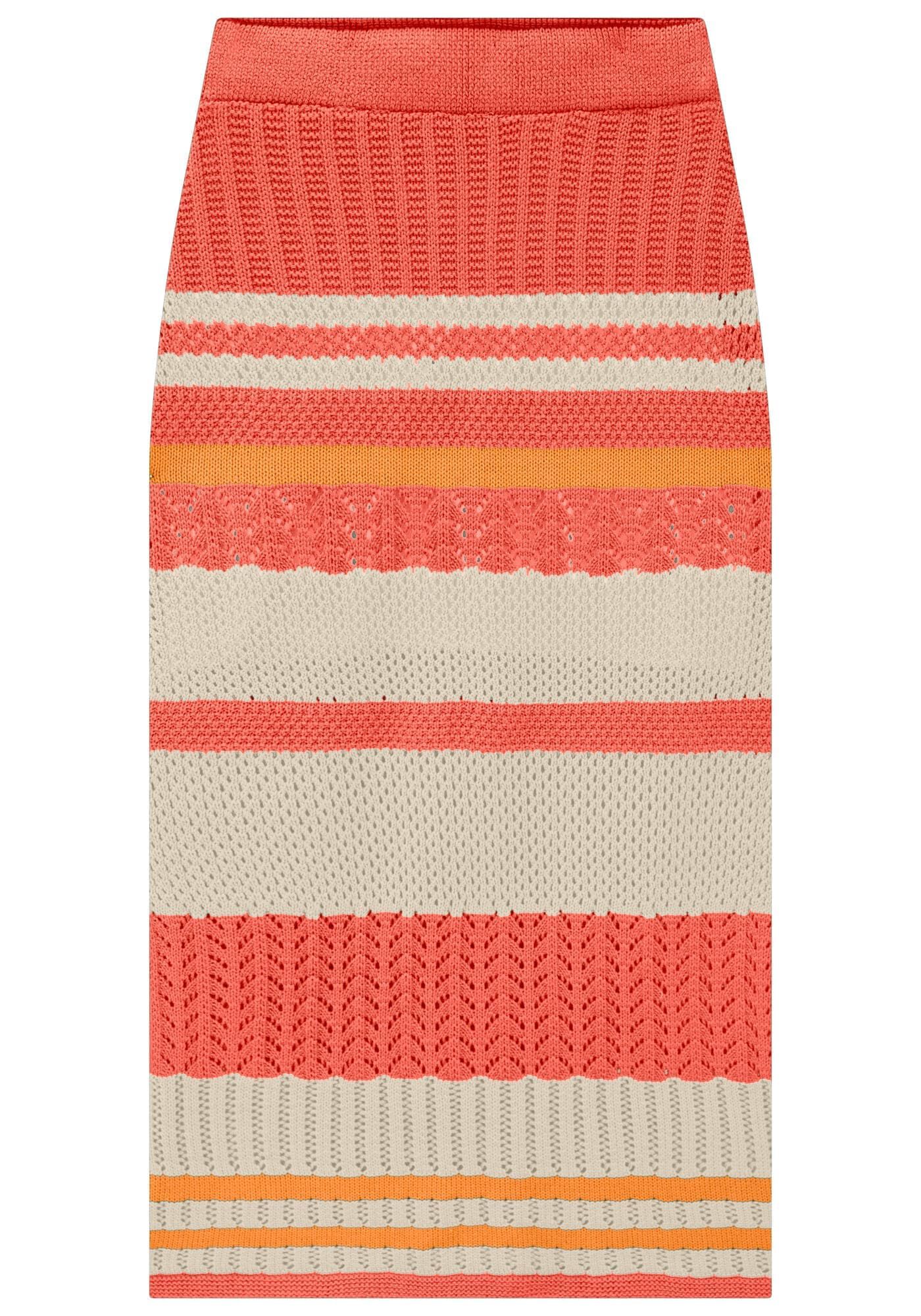 Saia Midi Listrada em Tric&ocirc;, , large.