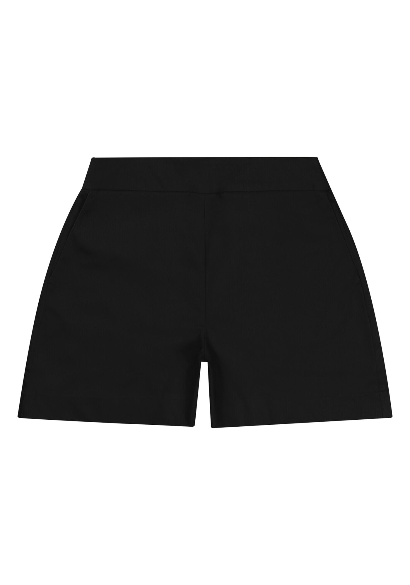 Shorts Cintura Alta Acetinado com Bolsos, , large.