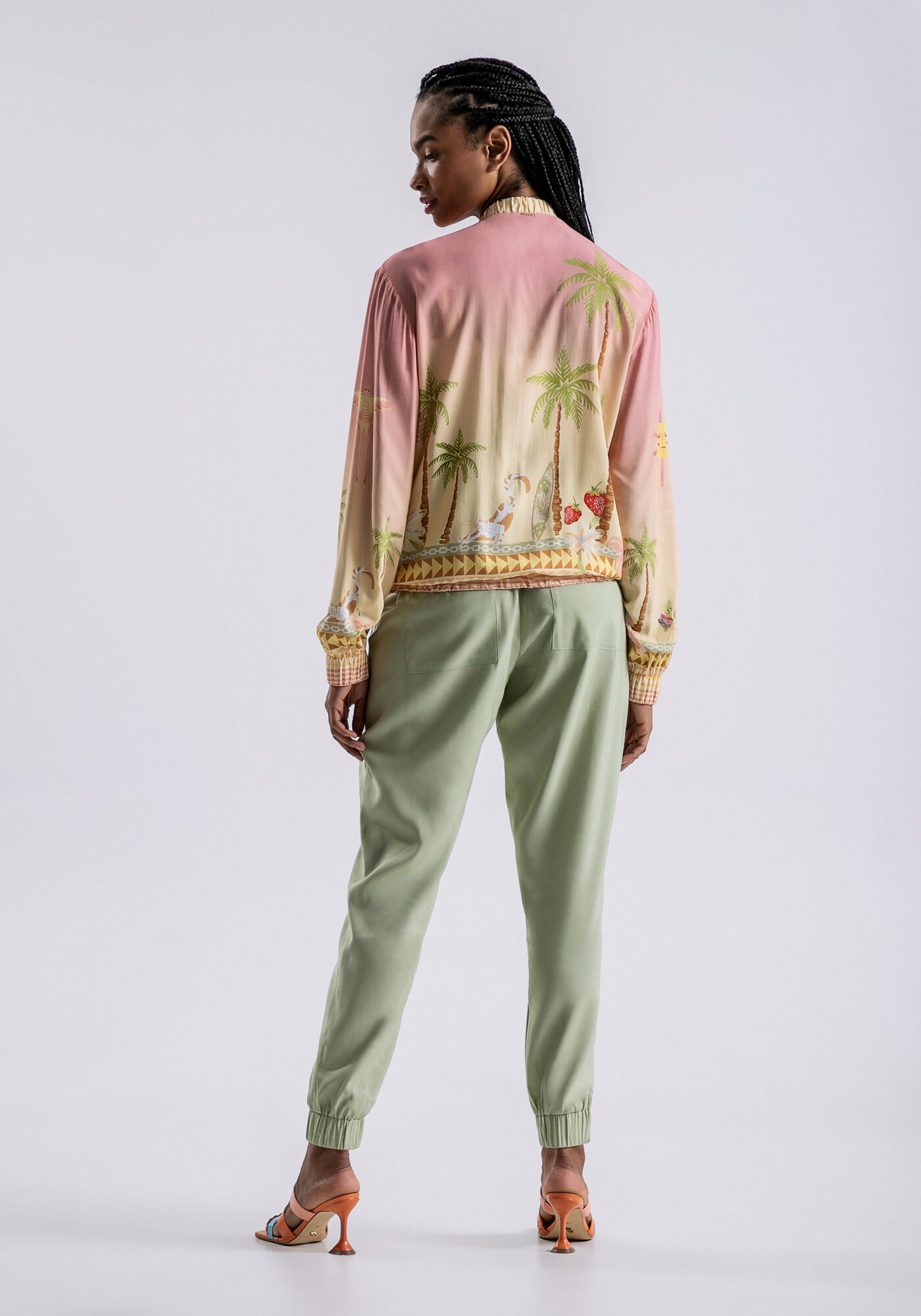 Jaqueta Bomber em Viscose Estampada, , large.