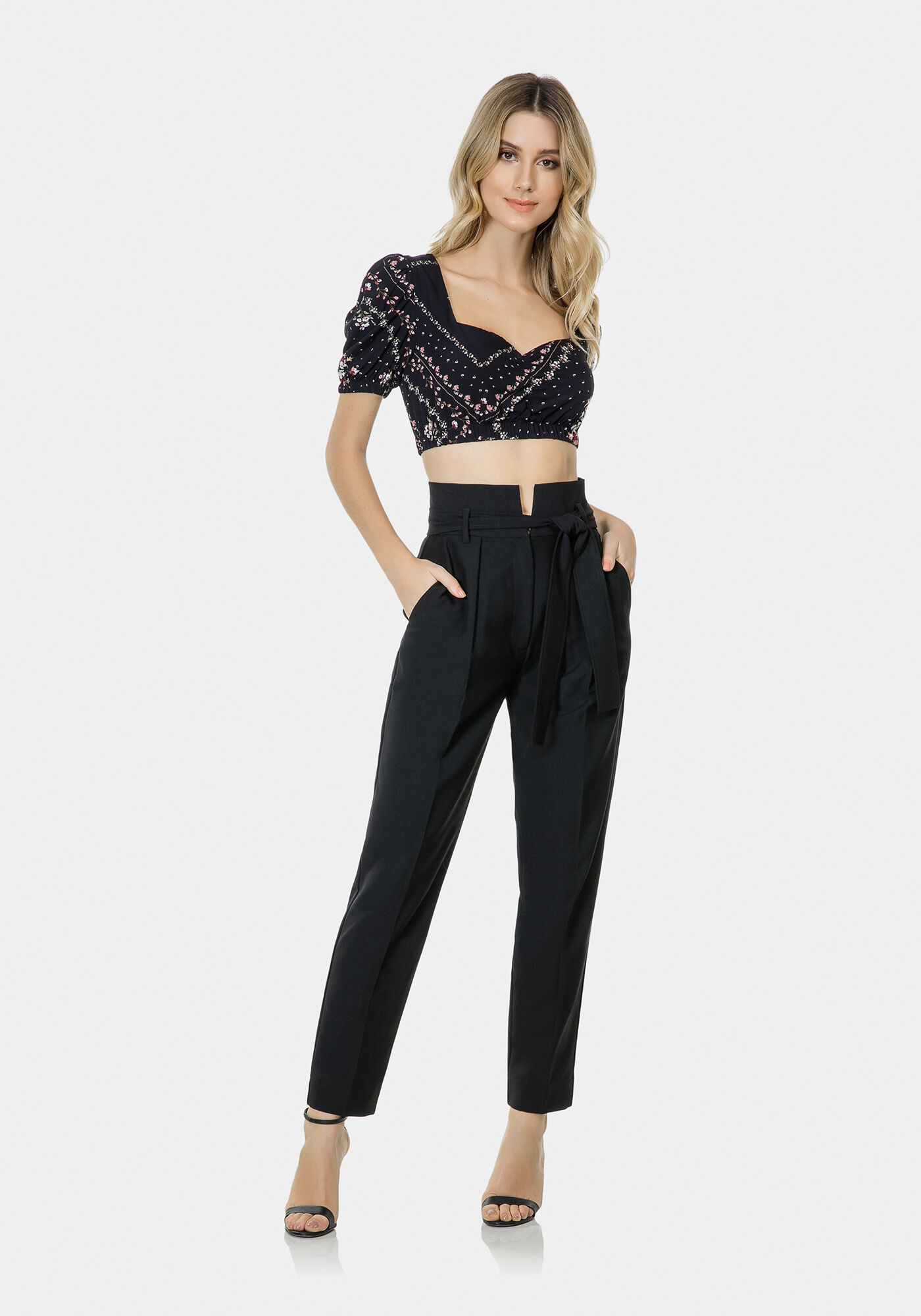 Blusa Cropped Estampada Tecido, , large.