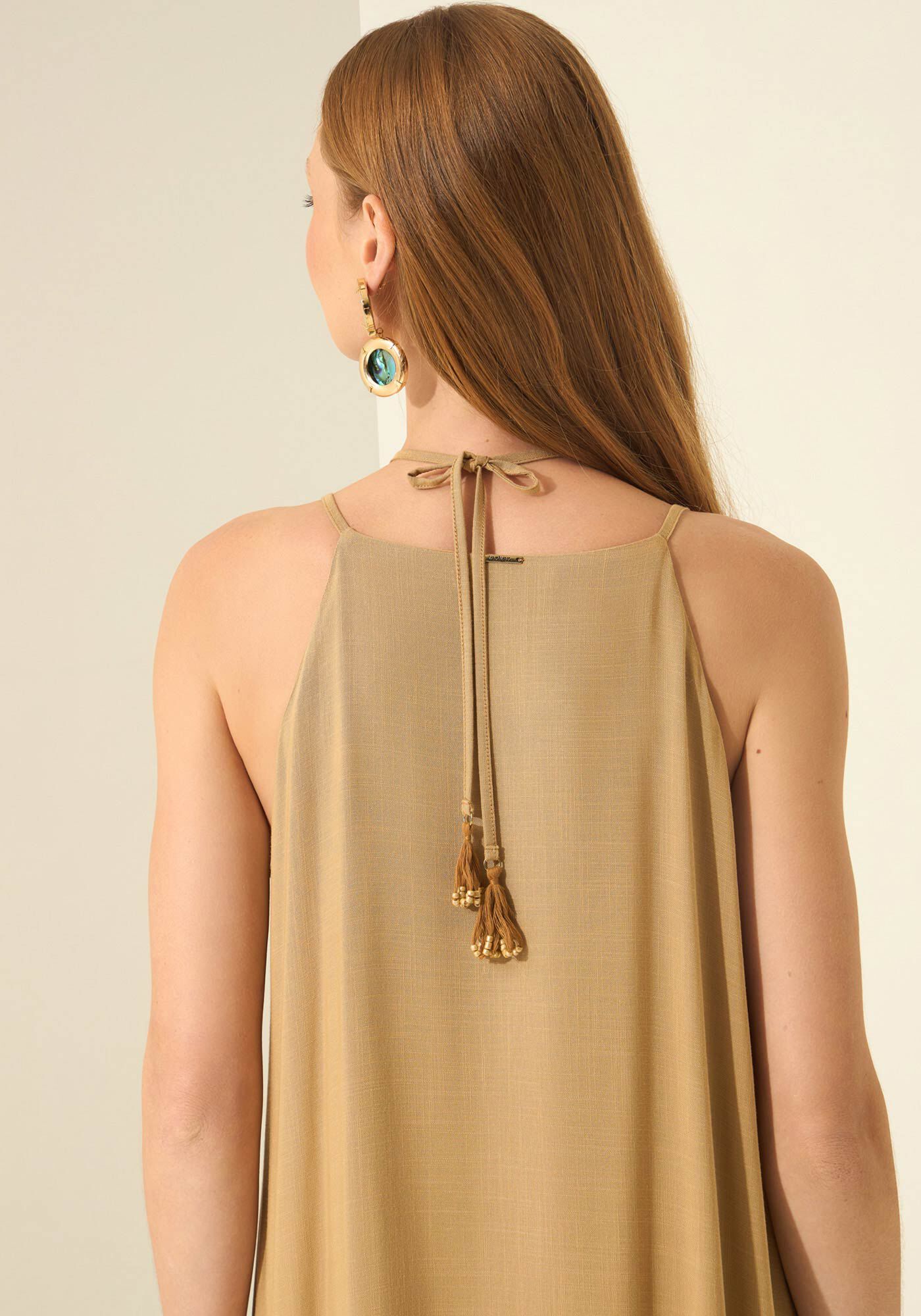 Vestido Longo De Al&ccedil;as Com Amarra&ccedil;&atilde;o, BEGE ALIEN, large.