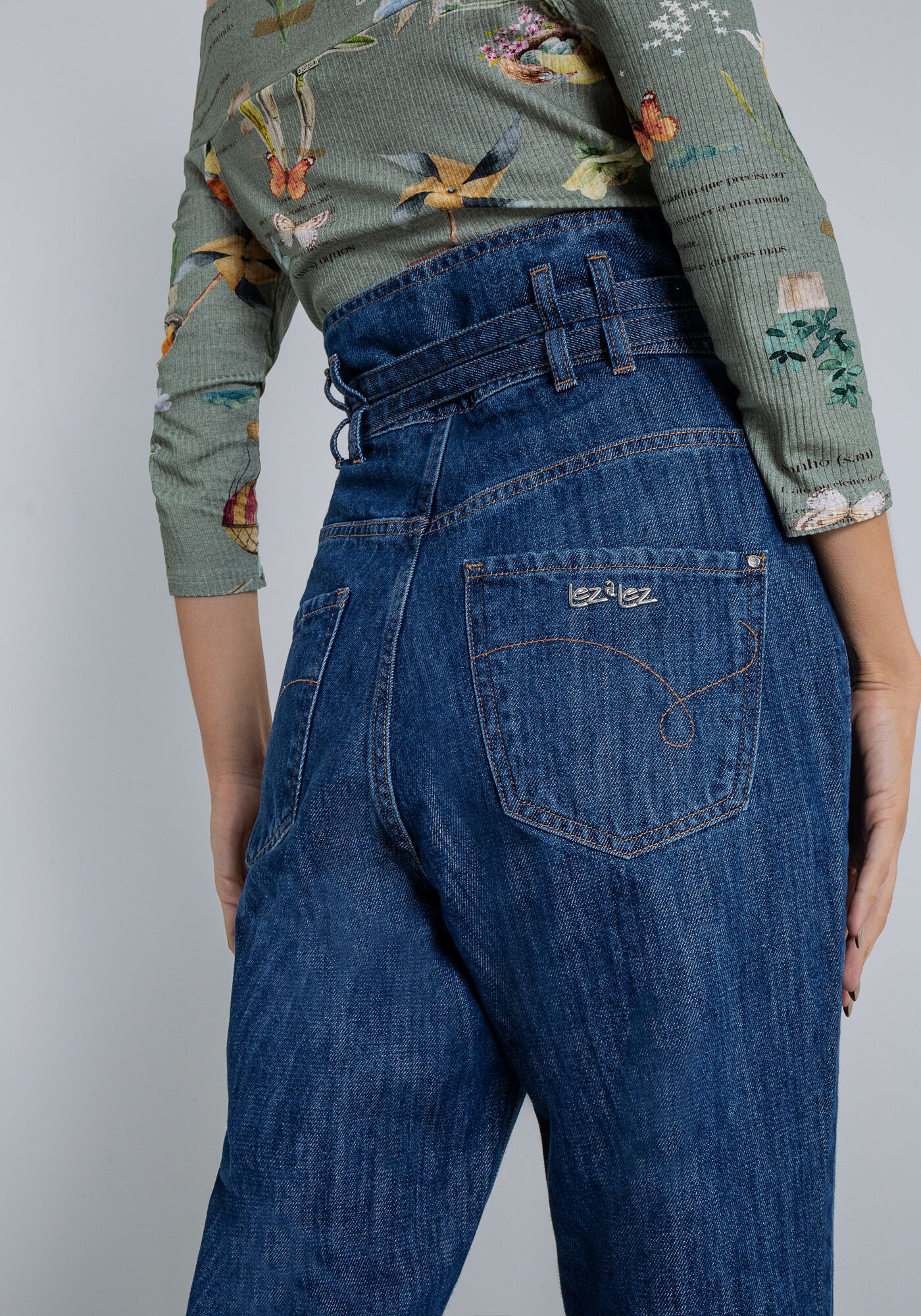 Cal&ccedil;a Jeans Alfaiataria Super Alta com Cinto, , large.