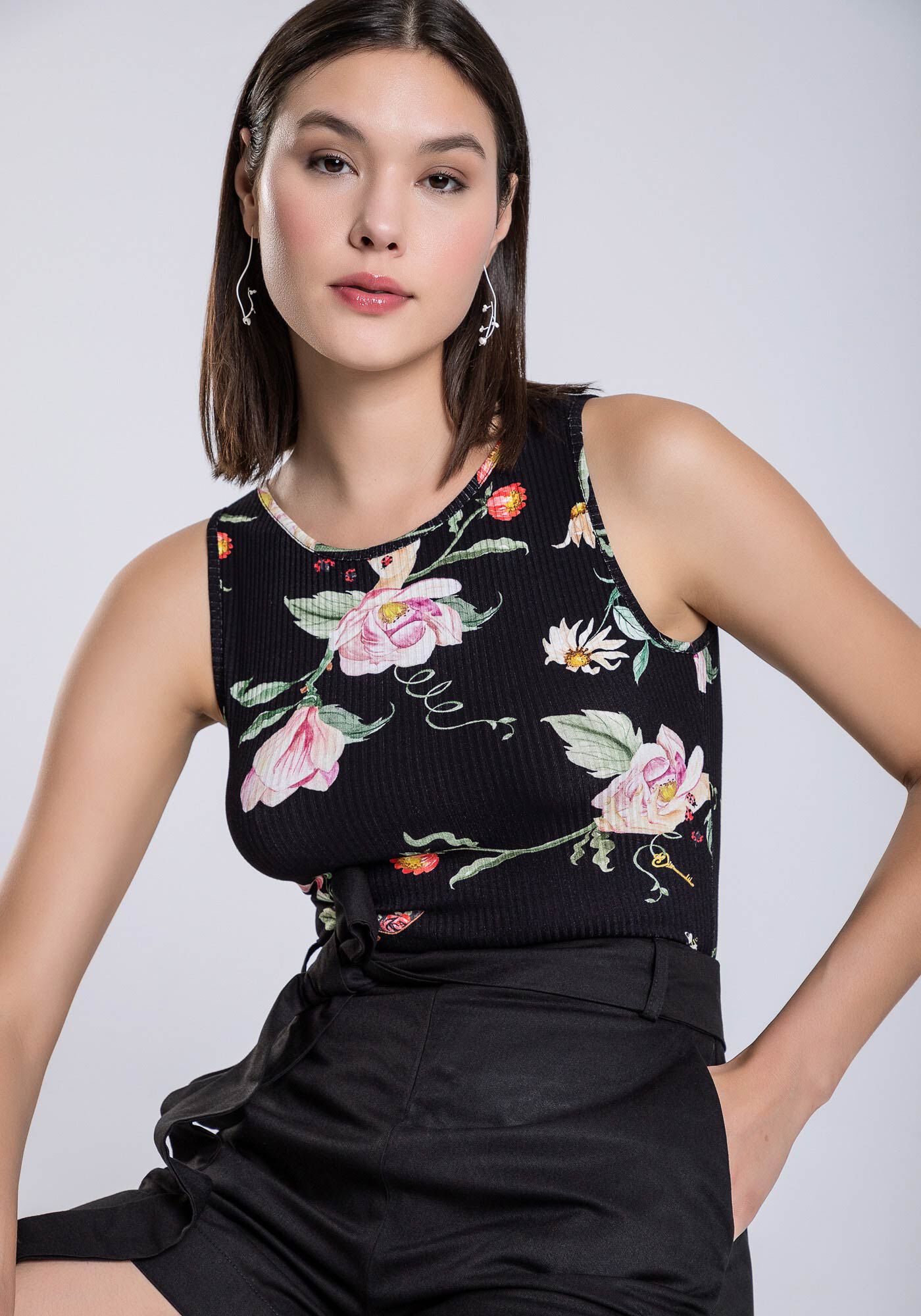 Body Justo em Malha Canelada Estampado, SURREAL, large.