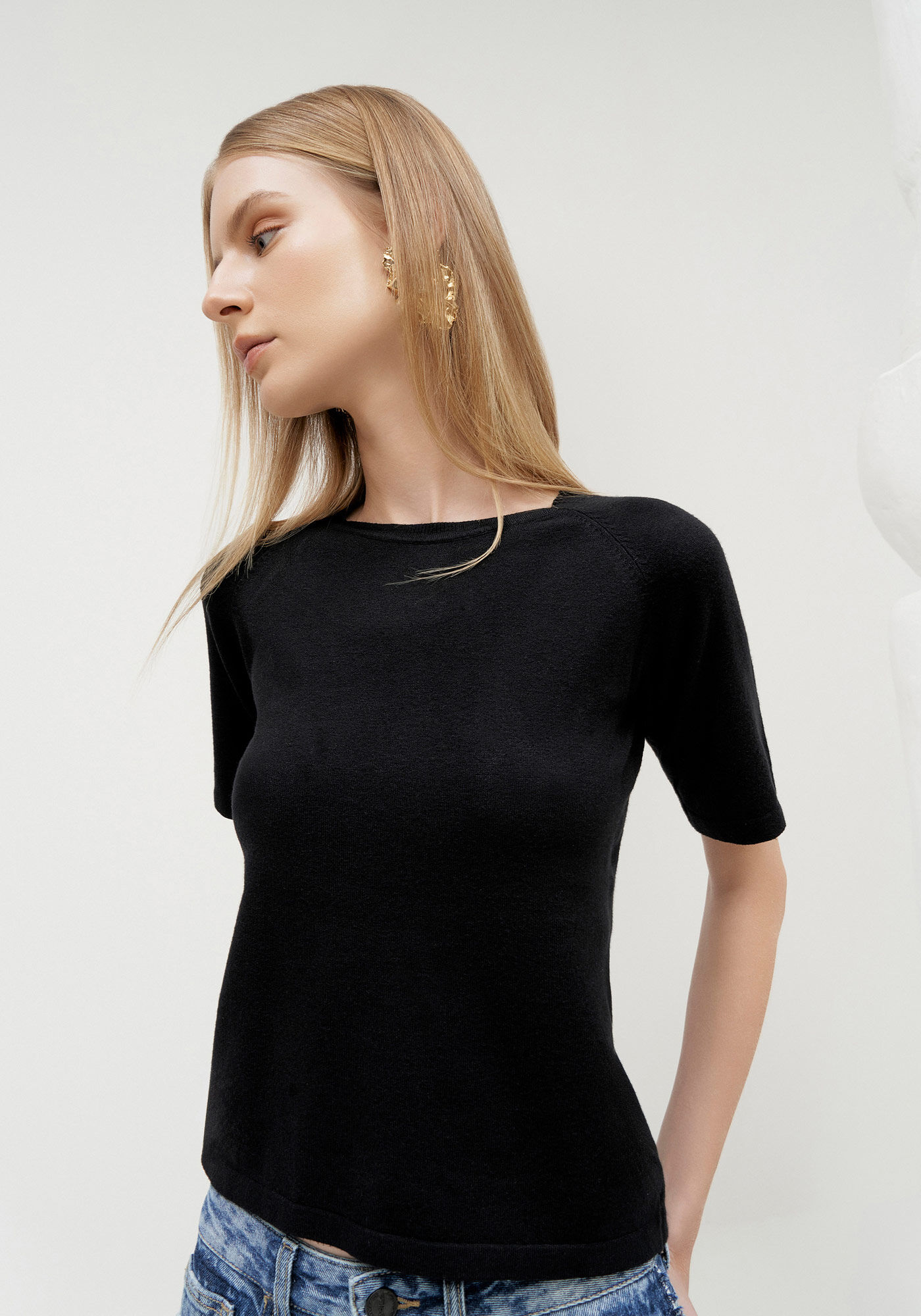 Blusa em Tric&ocirc; com Manga Curta, , large.