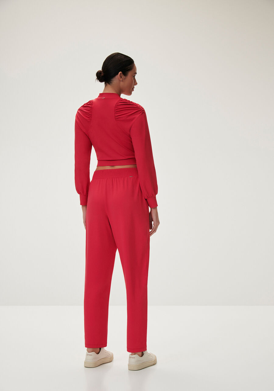 Conjunto em Malha com Jaqueta Franzida e Calça Reta, . Conjunto em Malha com Jaqueta Franzida e Calça Reta, , large.