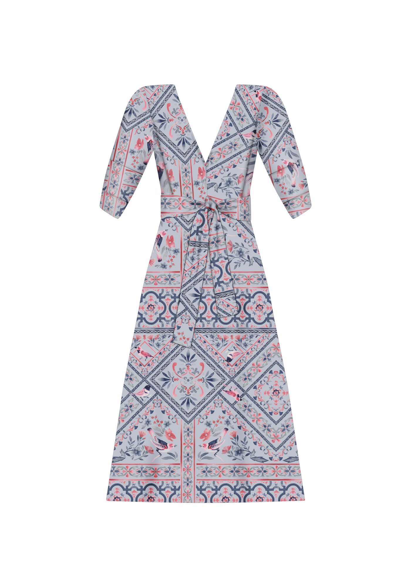 Vestido Midi Estampado Manga 3/4, SERENA, large.