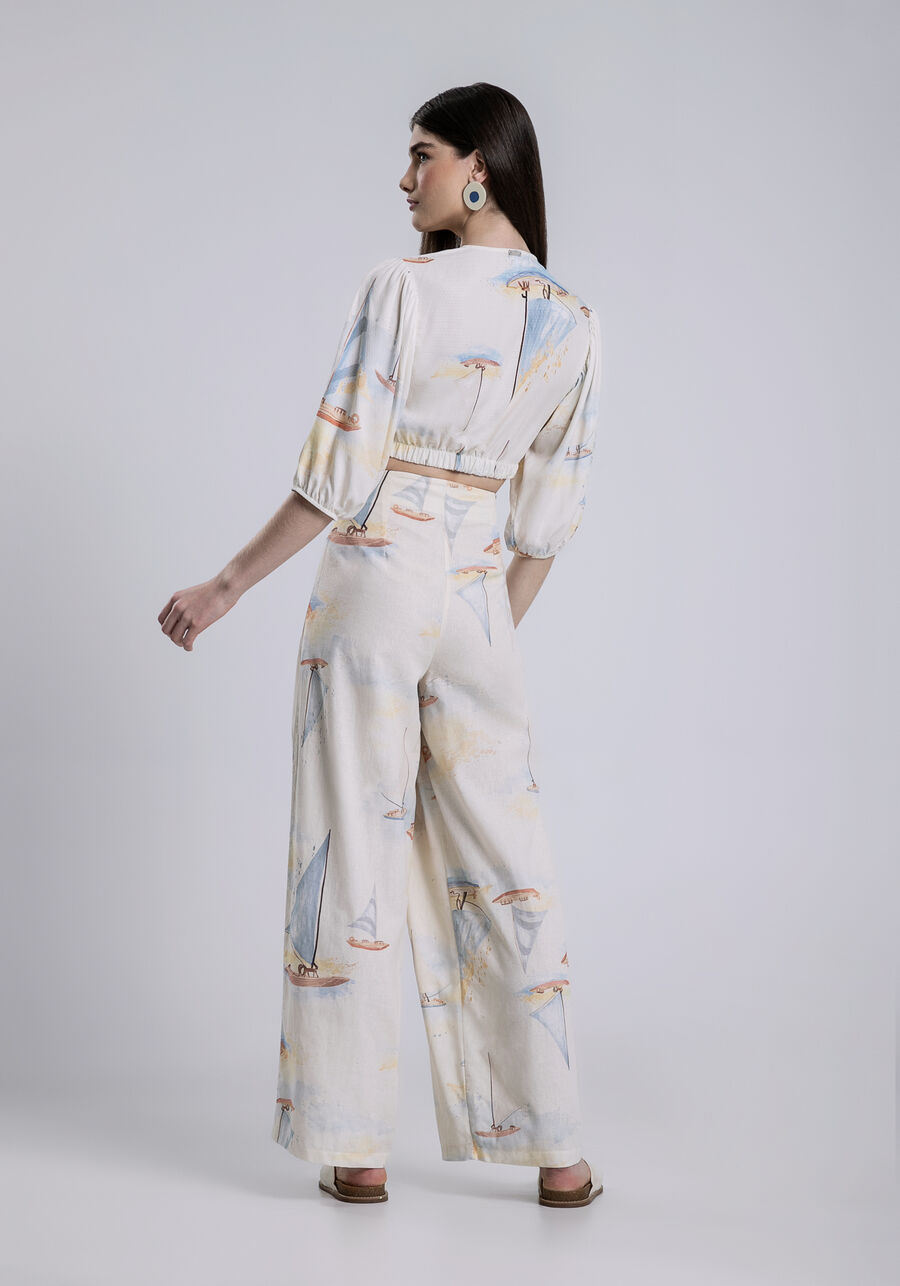 Blusa Cropped em Viscose com Mangas Amplas, MARACAIPE. Blusa Cropped em Viscose com Mangas Amplas, MARACAIPE, large.