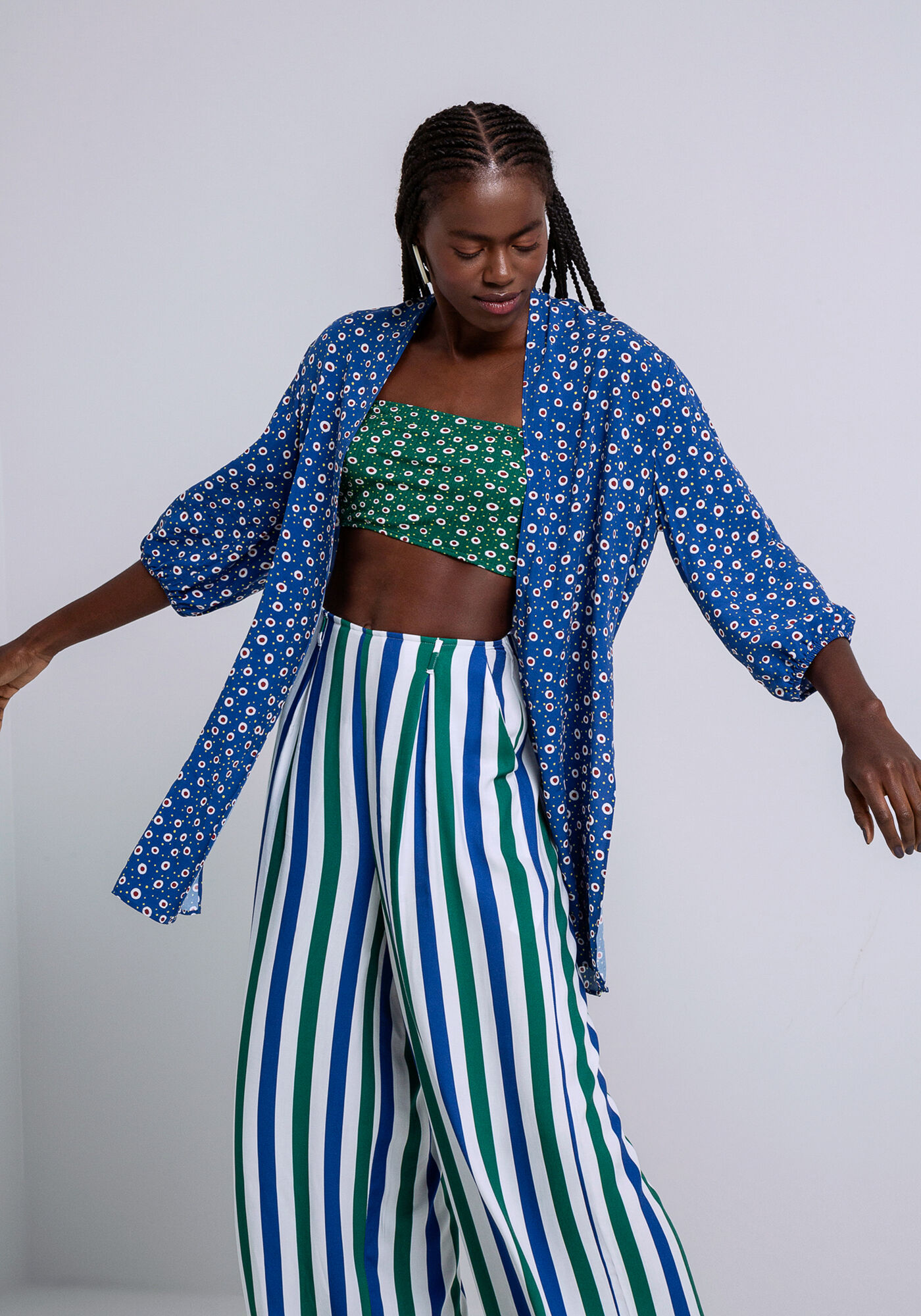 Kimono Alongado com Top em Viscose, CAVALO MARINHO, large.