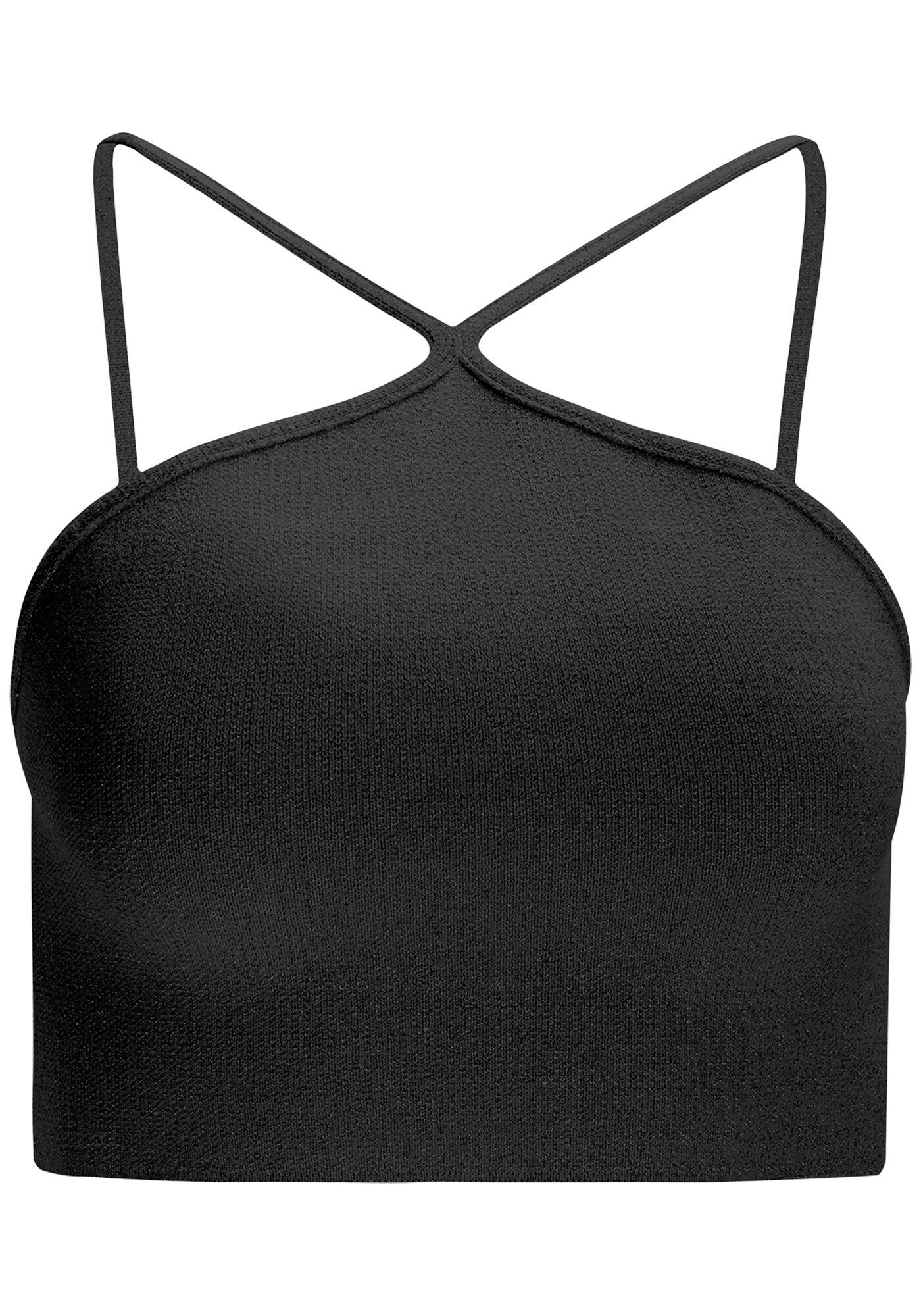 Blusa Cropped em Tric&ocirc; Cross Neck, , large.