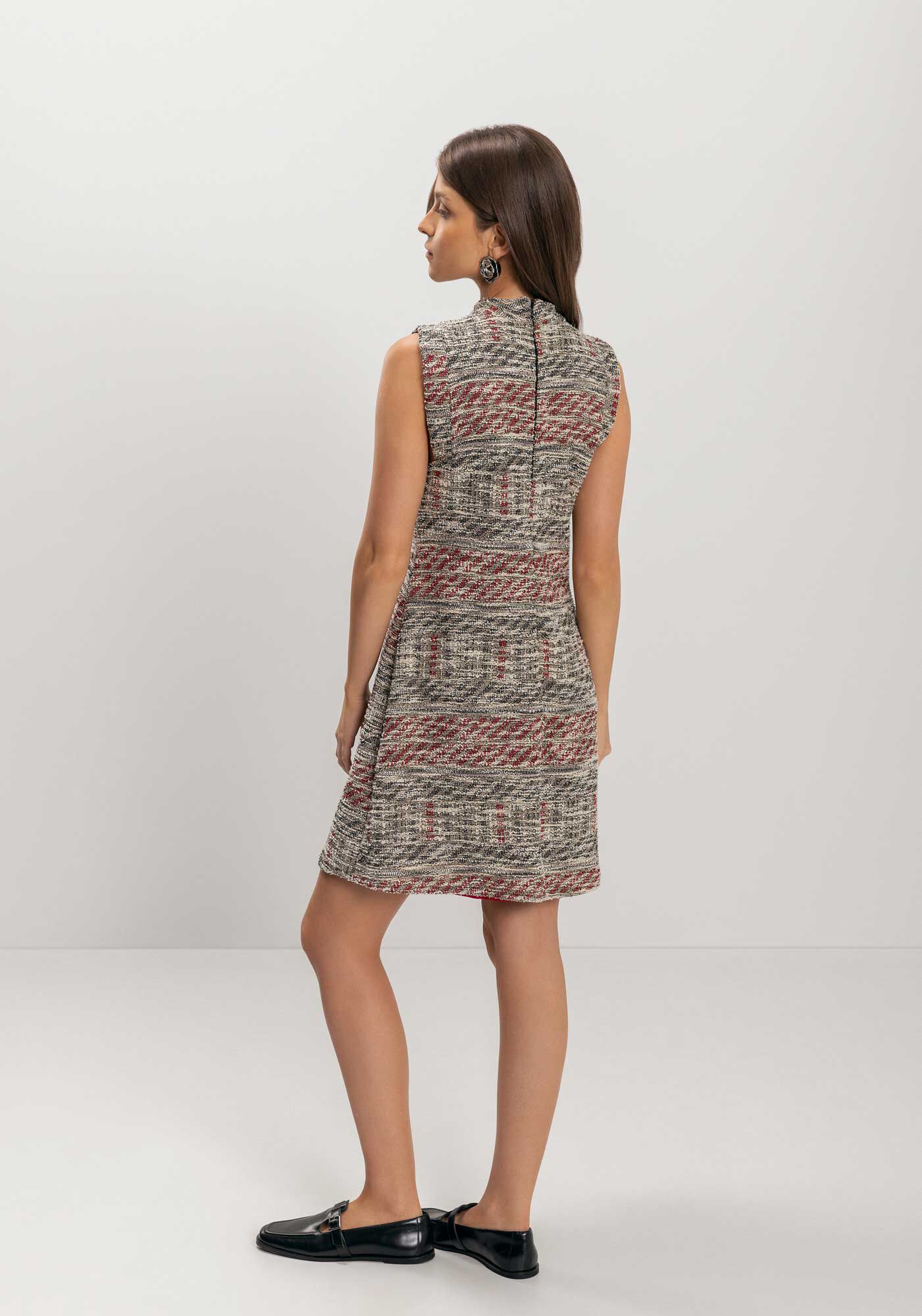 Vestido Curto Com Recorte No Busto Em Tweed, , large.