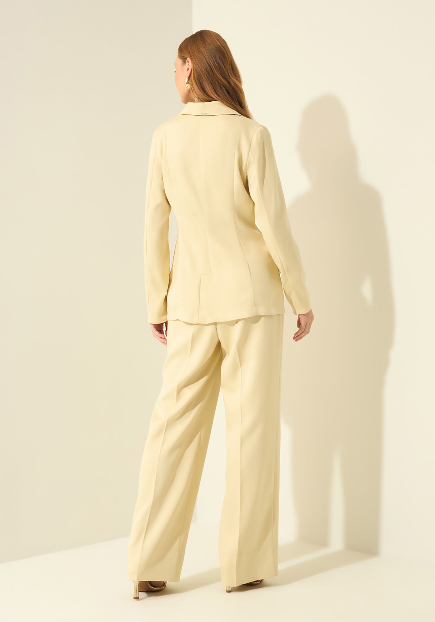 Blazer Feminino Alongado Com Bot&atilde;o E Lapelas, BEGE FAIRWAY, large.