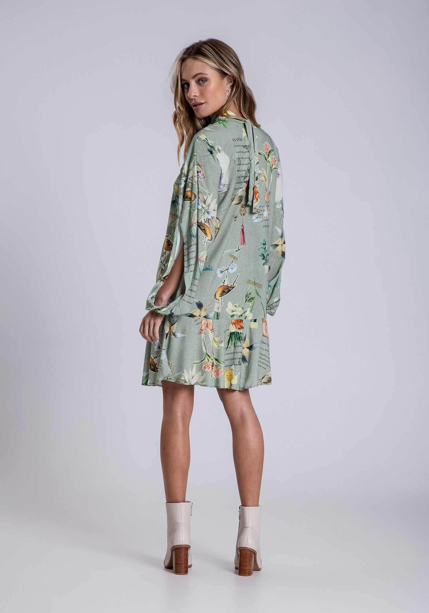 Vestido Mangas Longas Abertura Com Cinto, , large.