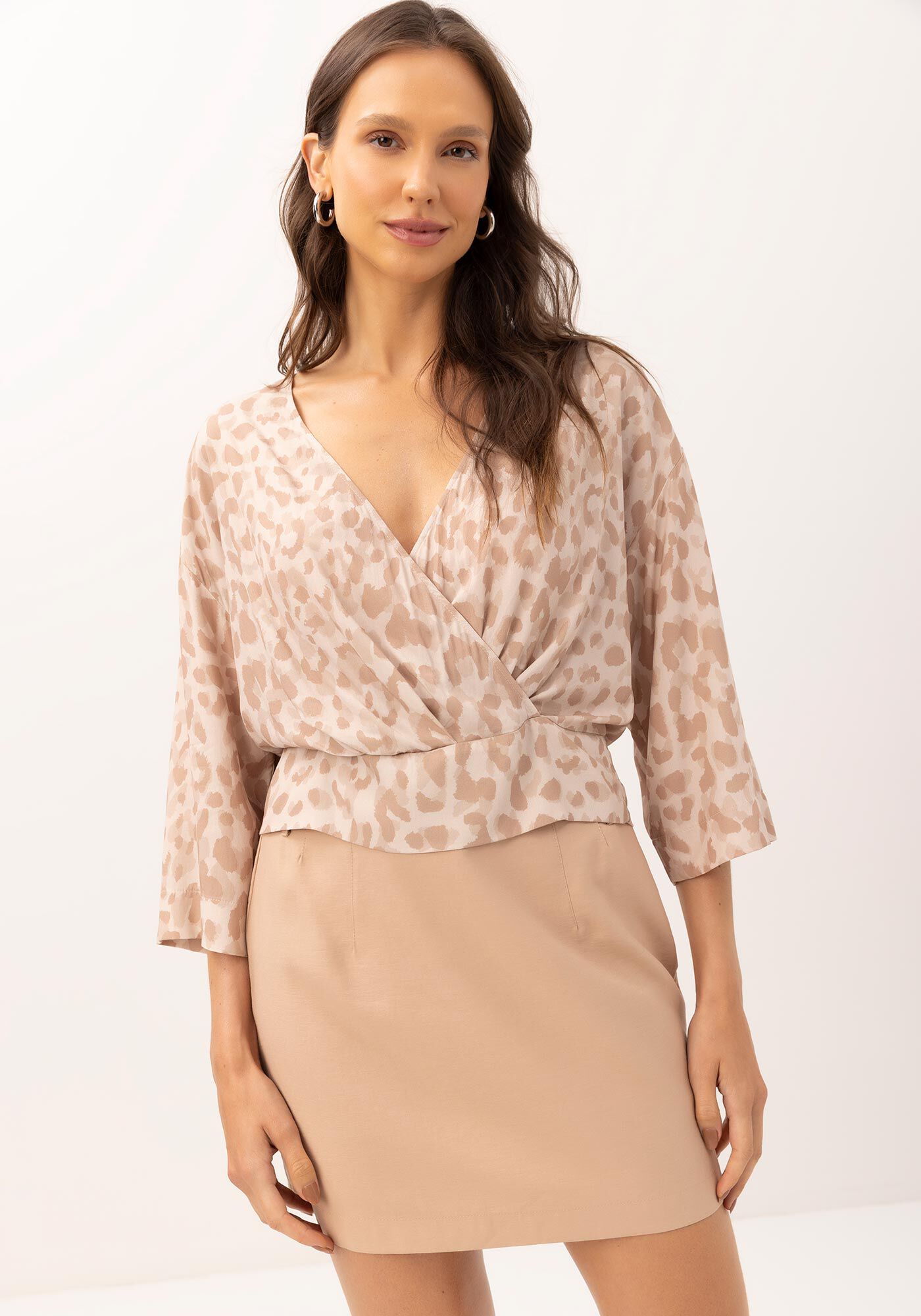 Blusa Manga 3/4 em Viscose Estampada, , large.