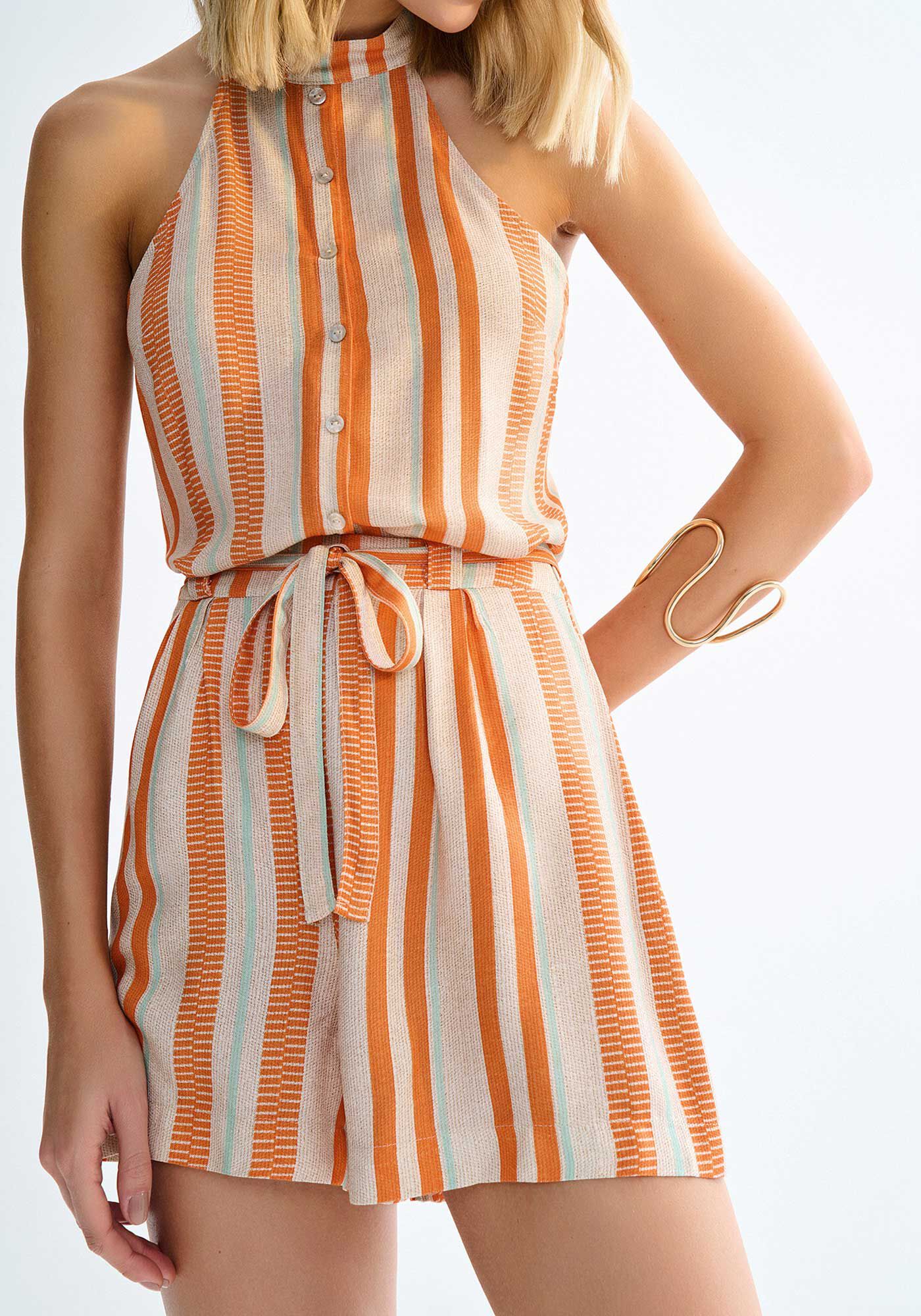 Shorts Cintura Alta em Viscose Estampado com Cinto, , large.