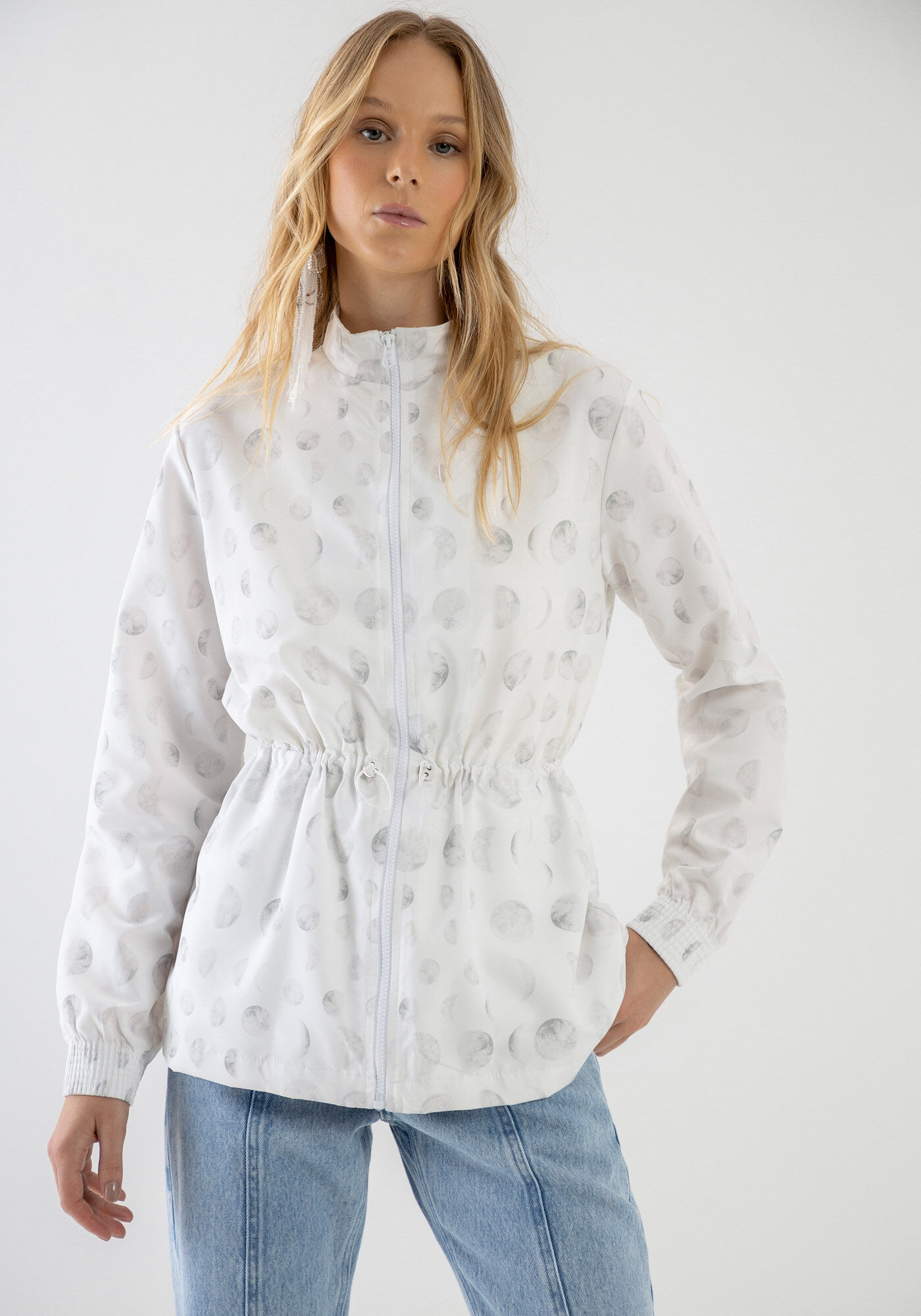 Jaqueta Parka Estampada com Regulador, LUA, large.