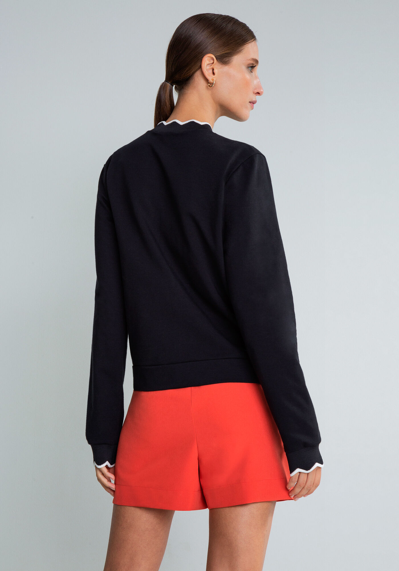 Jaqueta Manga Longa com Bordado, PRETO, large.