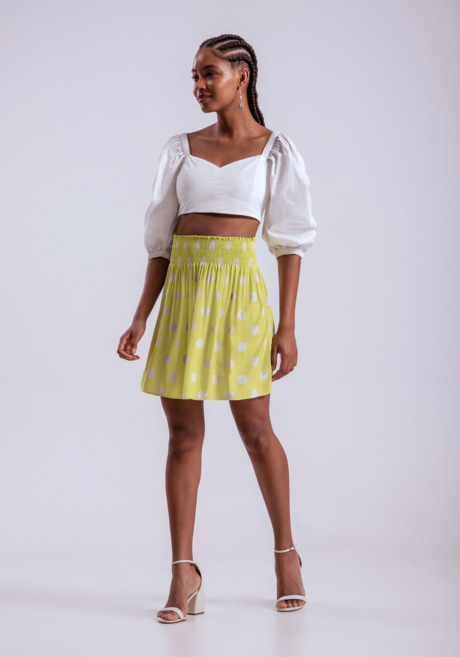 Saia Godê Estampada com Cintura Média, . Saia Godê Estampada com Cintura Média, , large.