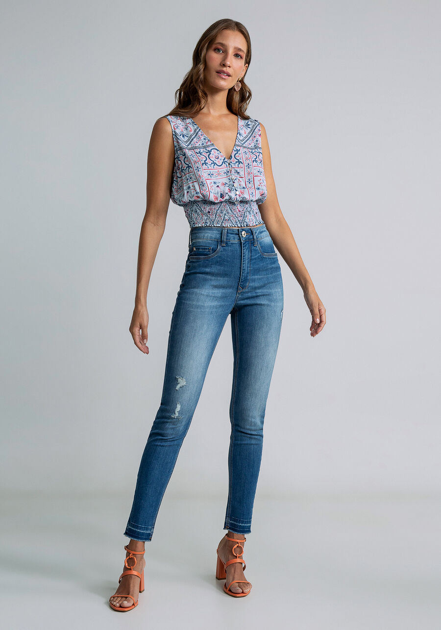 Calça Jeans Skinny Cropped Aruba Elastic, JEANS. Calça Jeans Skinny Cropped Aruba Elastic, JEANS, large.
