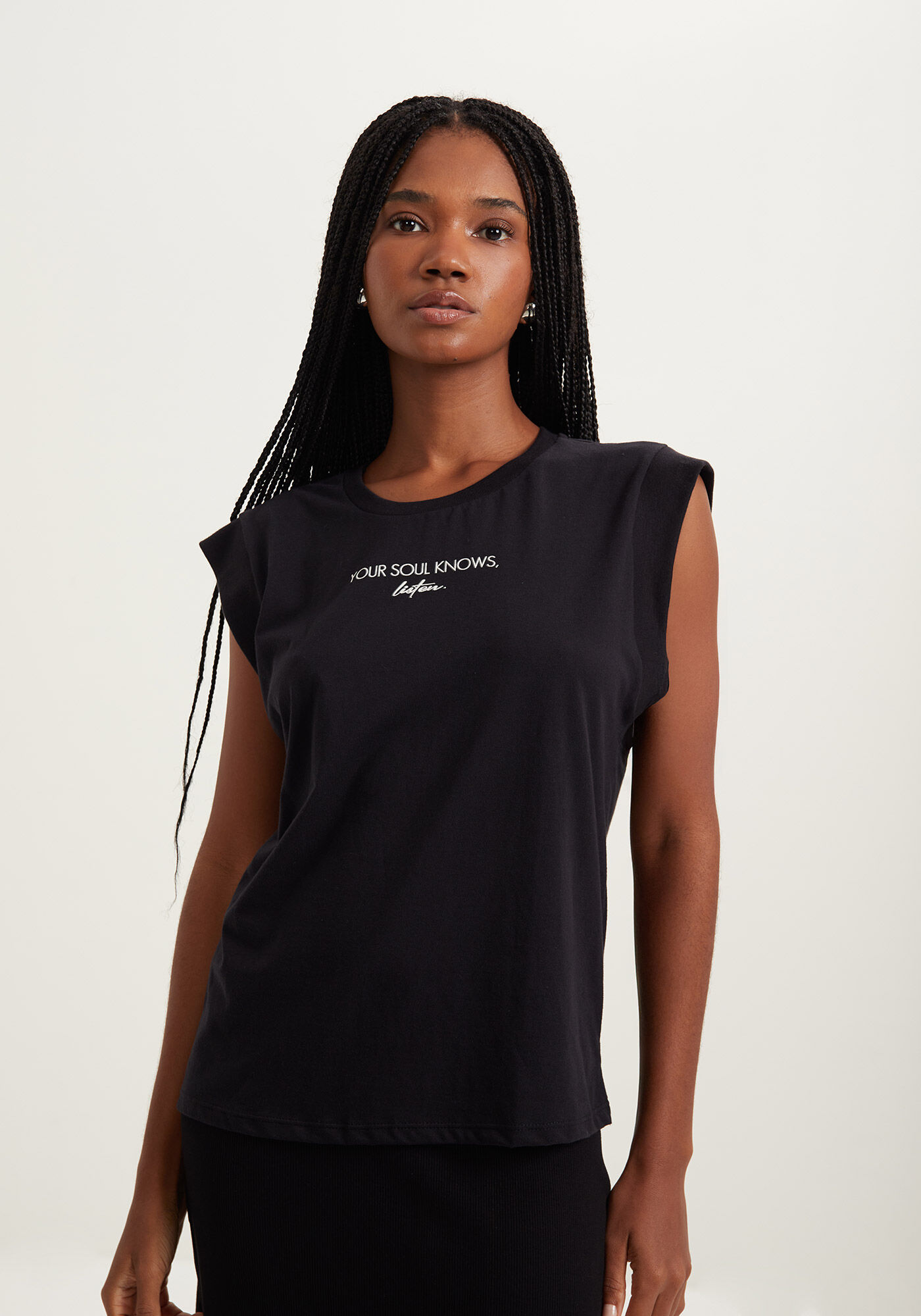 Blusa De algod&atilde;o Com Gola Canelada E Estampa Local, , large.