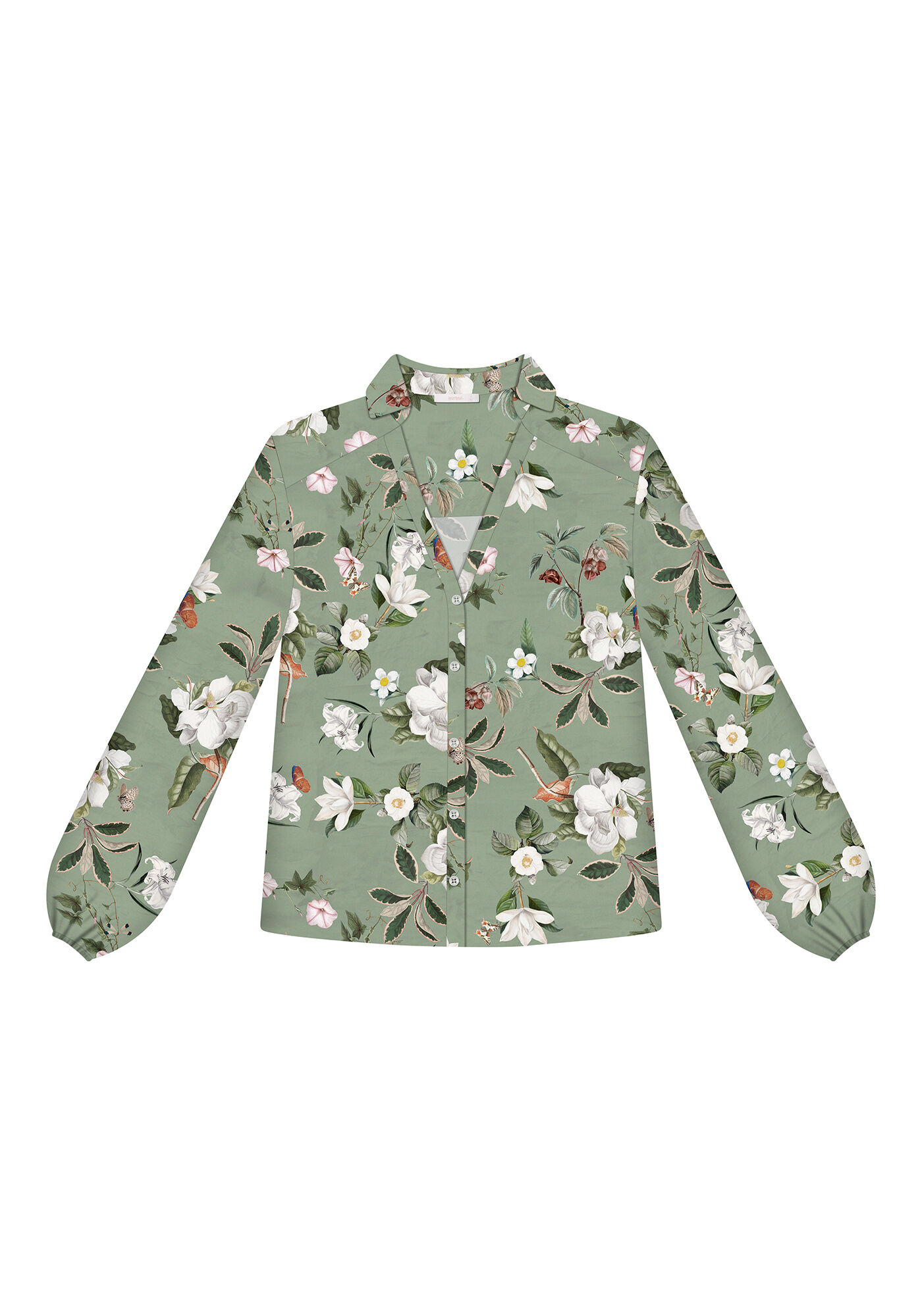 Camisa Manga Longa Bufante Estampada, FLORAL, large.