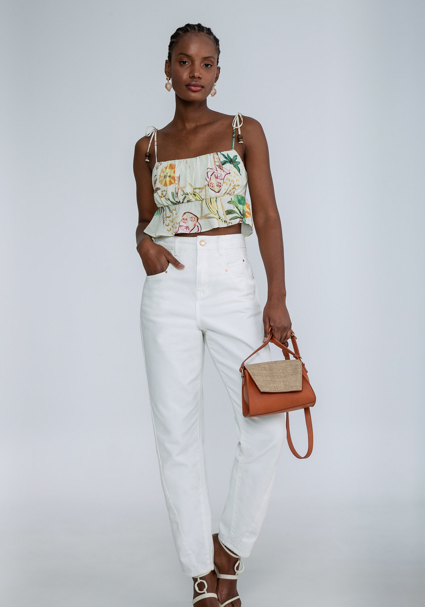 Blusa com Alças Franzido Busto, . Blusa com Alças Franzido Busto, , large.