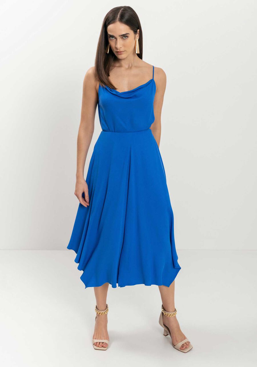 Saia Chá Fluida Com Fenda E Cintura Alta, . Saia Chá Fluida Com Fenda E Cintura Alta, , large.