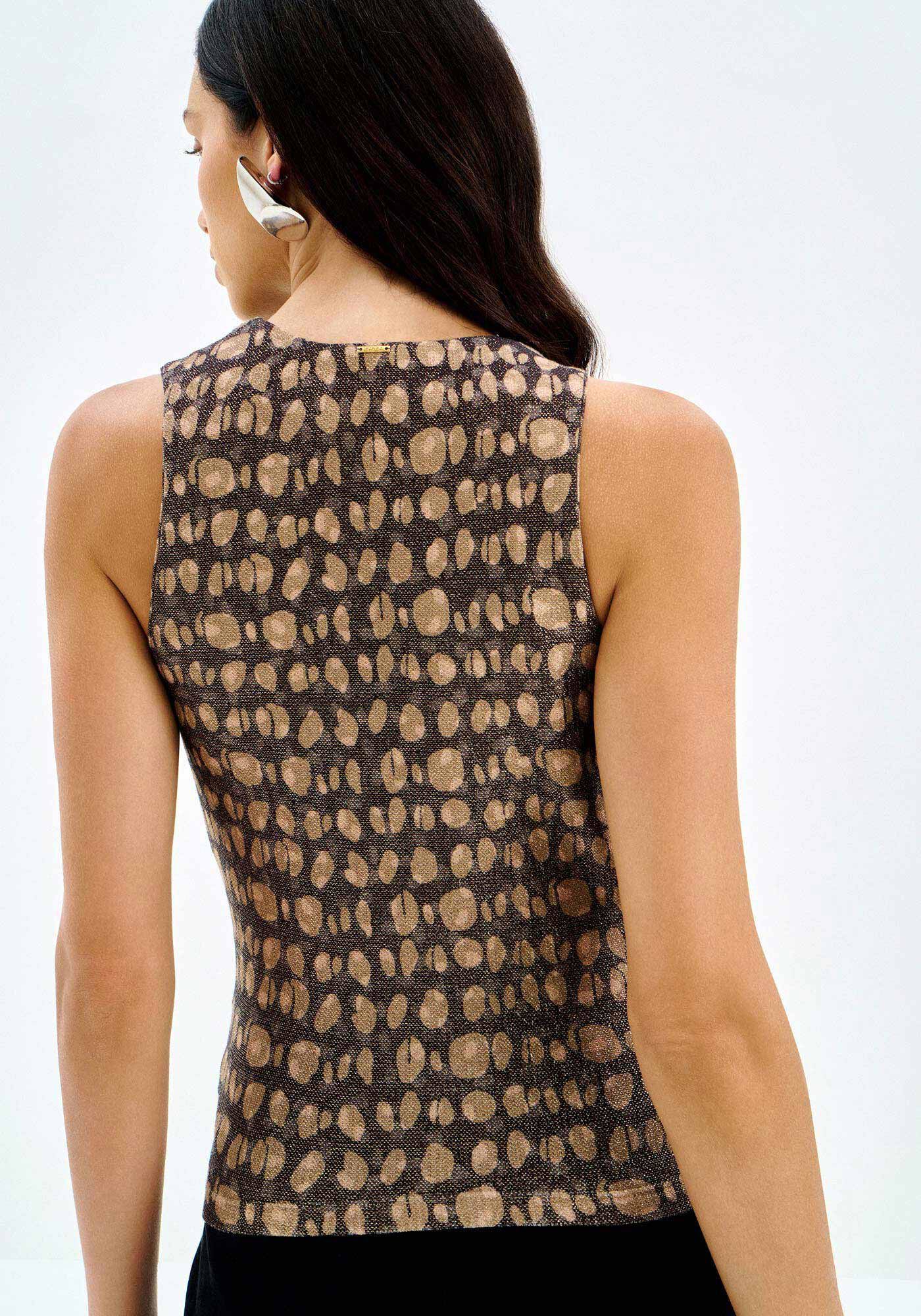 Blusa Animal Print em Malha Brilho Franzida, , large.