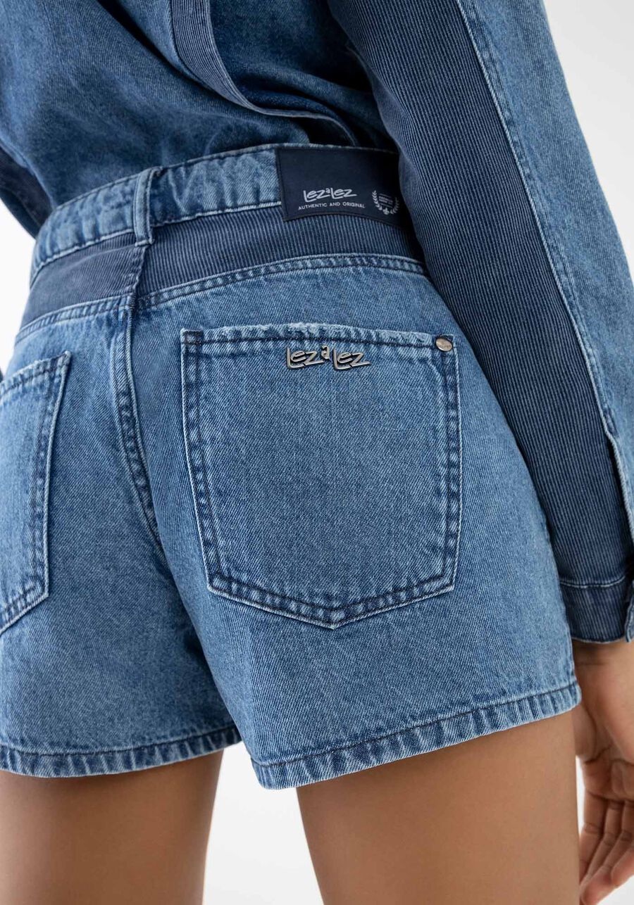Shorts Jeans Boyfriend com Recortes Duo, JEANS. Shorts Jeans Boyfriend com Recortes Duo, JEANS, large.