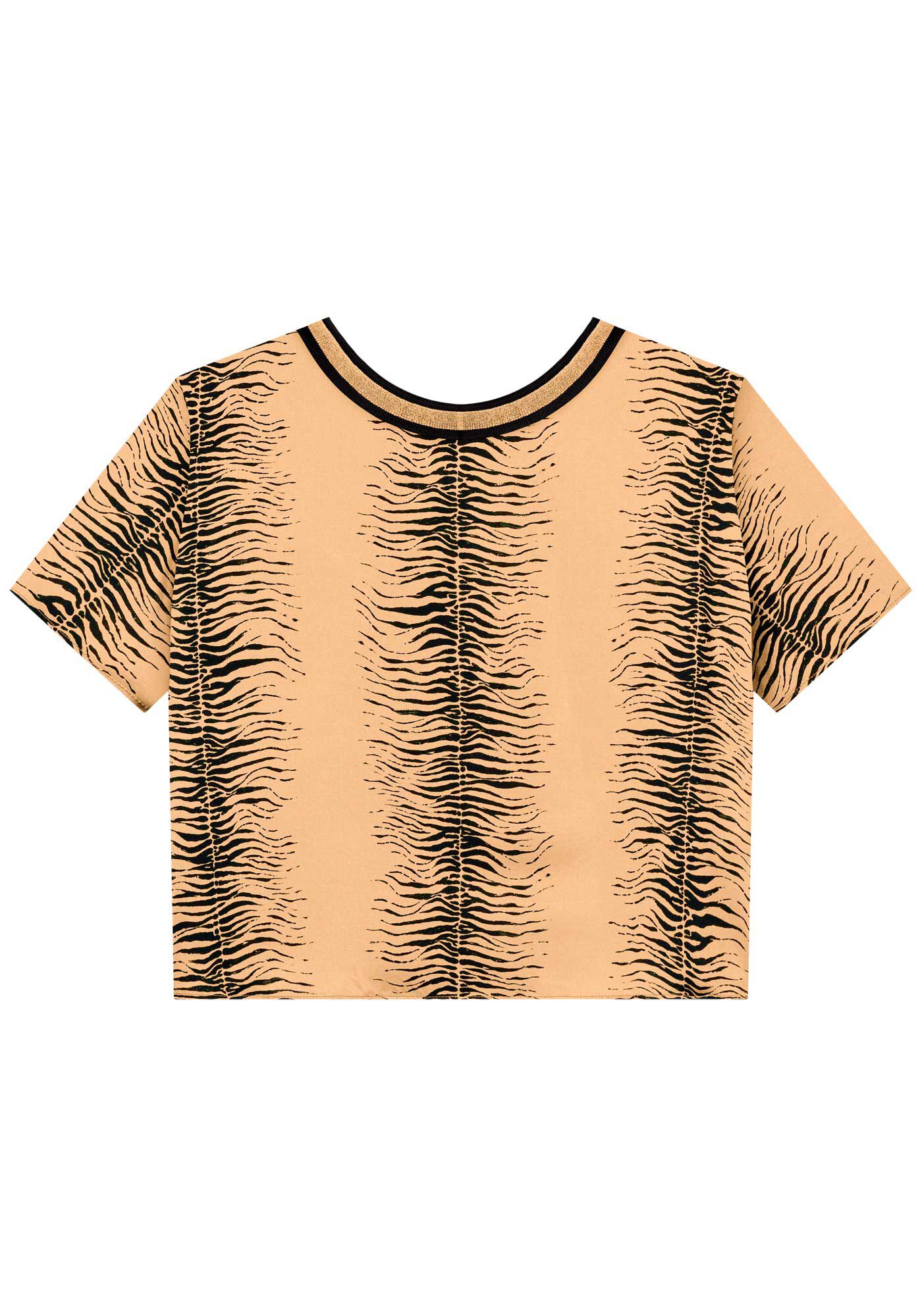 Blusa Curta Estampada Com Gola Em Retil&iacute;nea, , large.