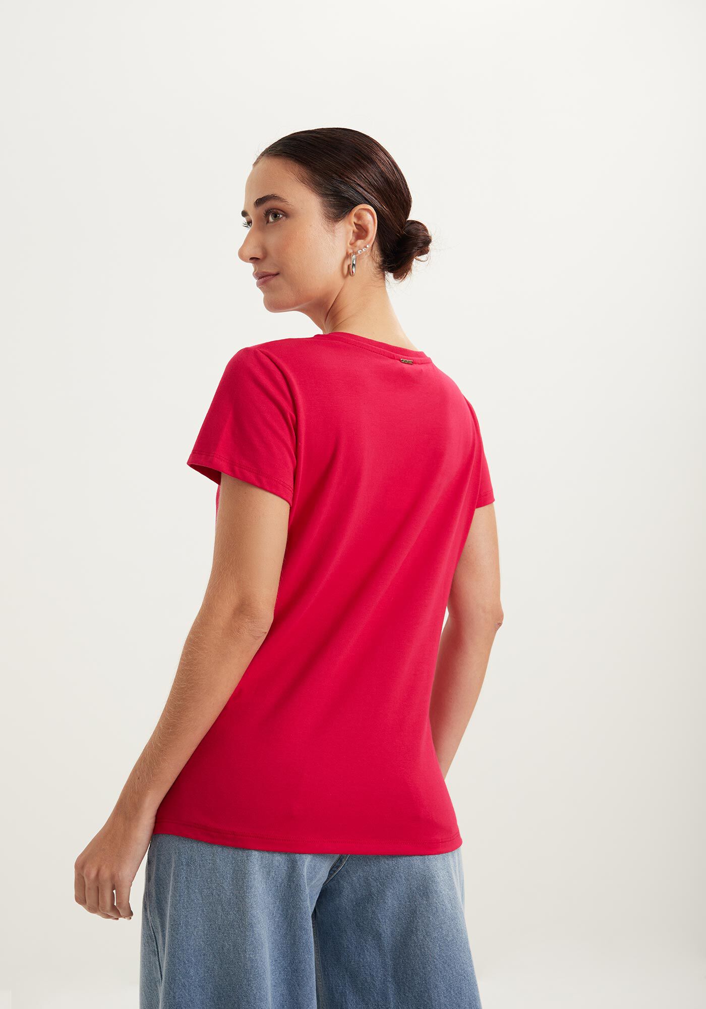 Blusa T-shirt De Mangas Curtas Em Algod&atilde;o Com Assinatura, , large.