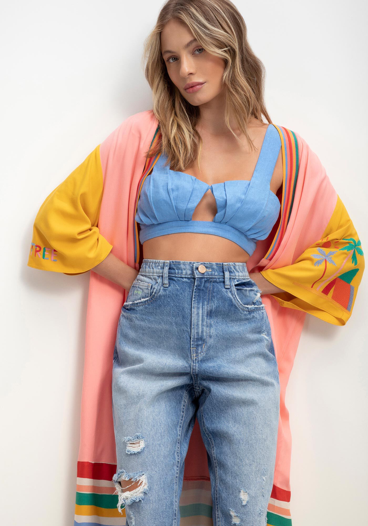 Cal&ccedil;a Jeans Mom com Cintura Super Alta, JEANS, large.