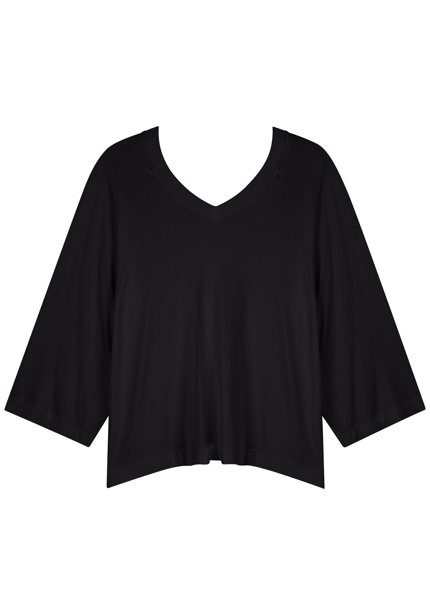 Blusa Ampla Com Mangas M&eacute;dias E Decote Em V, , large.