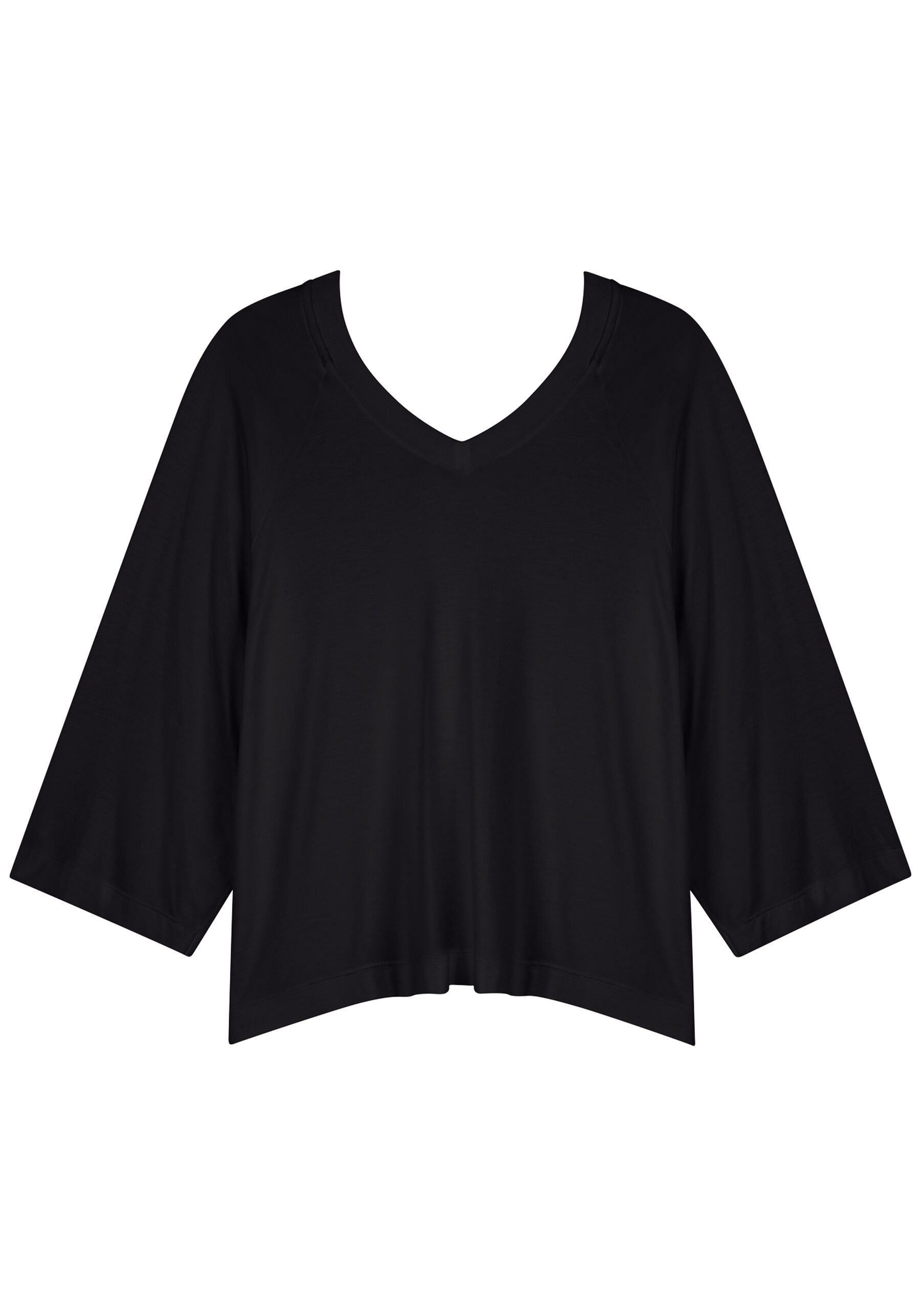 Blusa Ampla Com Mangas Médias E Decote Em V, . Blusa Ampla Com Mangas Médias E Decote Em V, , large.