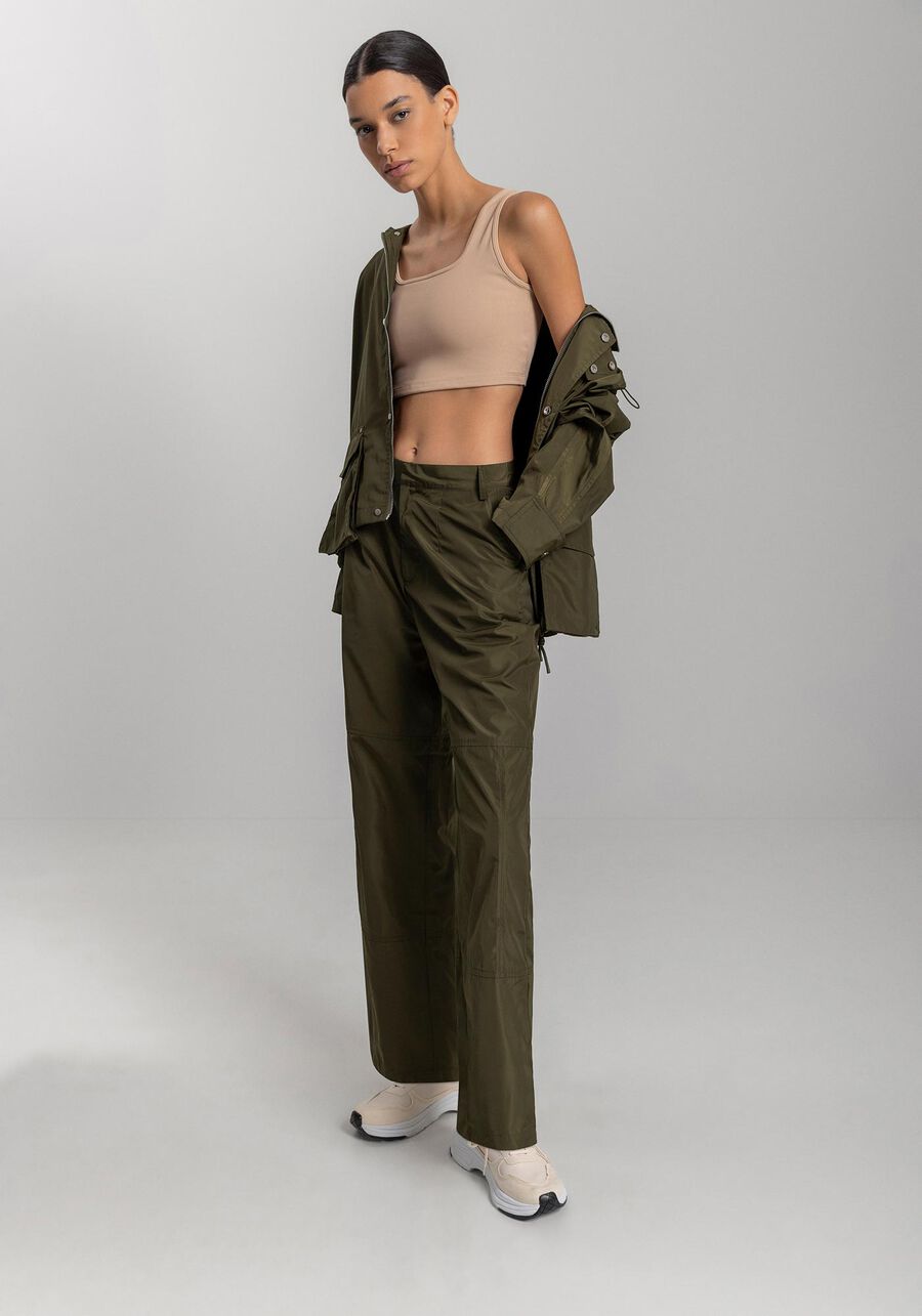 Calça Reta Corta Vento Com Cintura Média E Bolsos Move, . Calça Reta Corta Vento Com Cintura Média E Bolsos Move, , large.