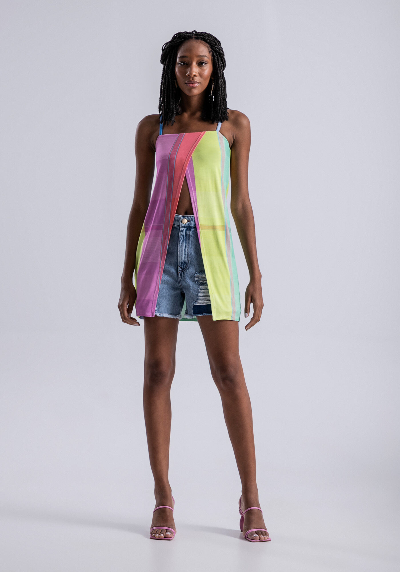 Blusa Alongada em Malha MVS Transpassada, , large.