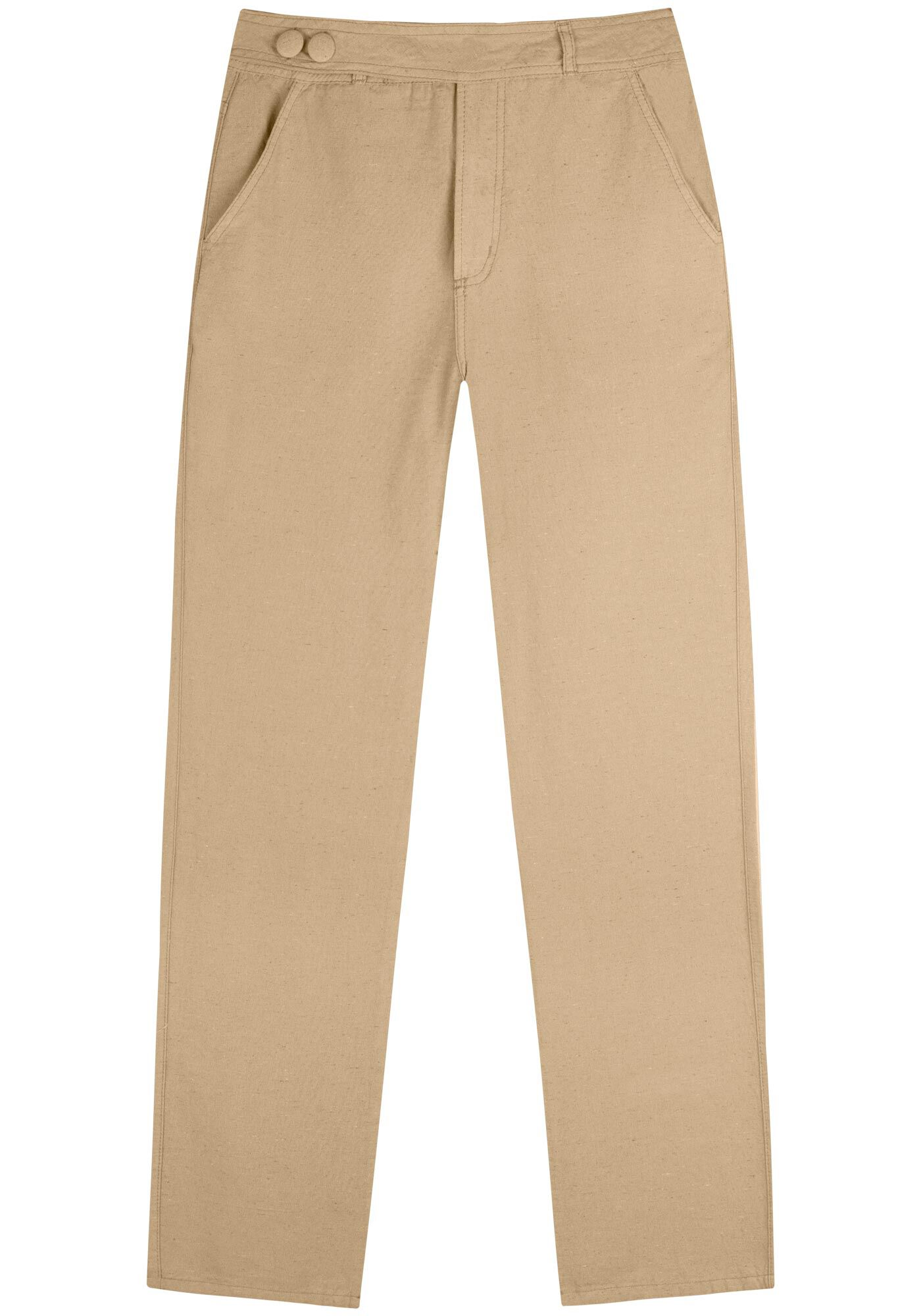 Cal&ccedil;a Reta Em Alfaiataria Com Cintura Alta E Bot&otilde;es Laterais, , large.