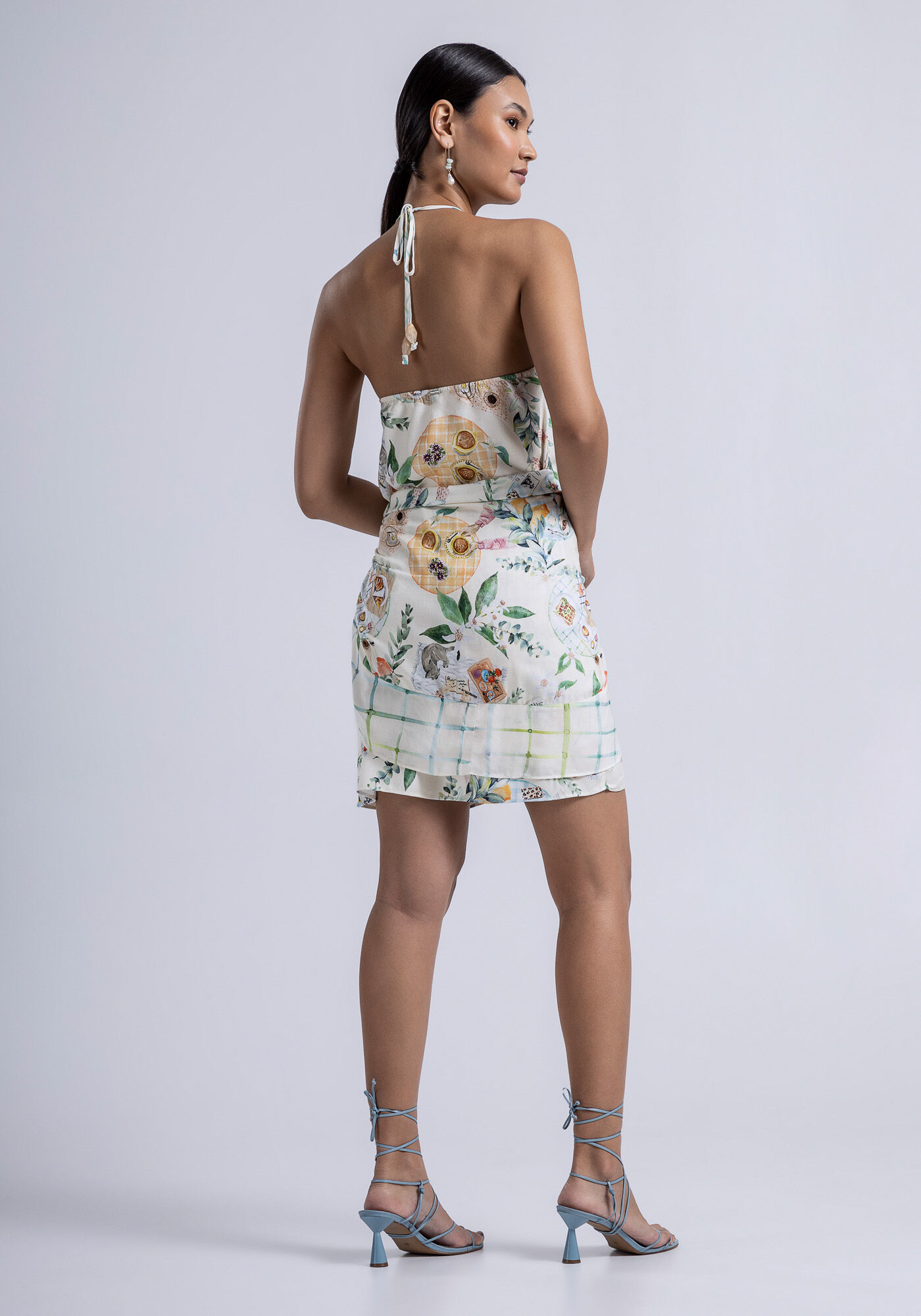 Vestido Curto Frente &Uacute;nica com Sobreposi&ccedil;&atilde;o, BRUNCH, large.