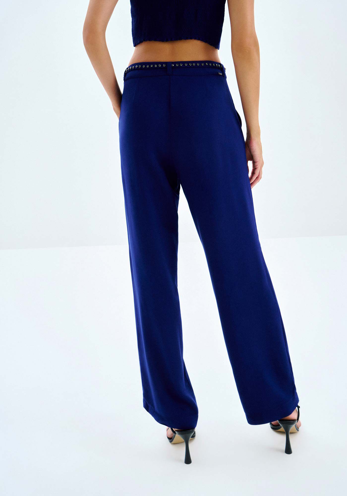 Cal&ccedil;a Reta em Viscose com Cinto Strass, MARINHO BERRY, large.