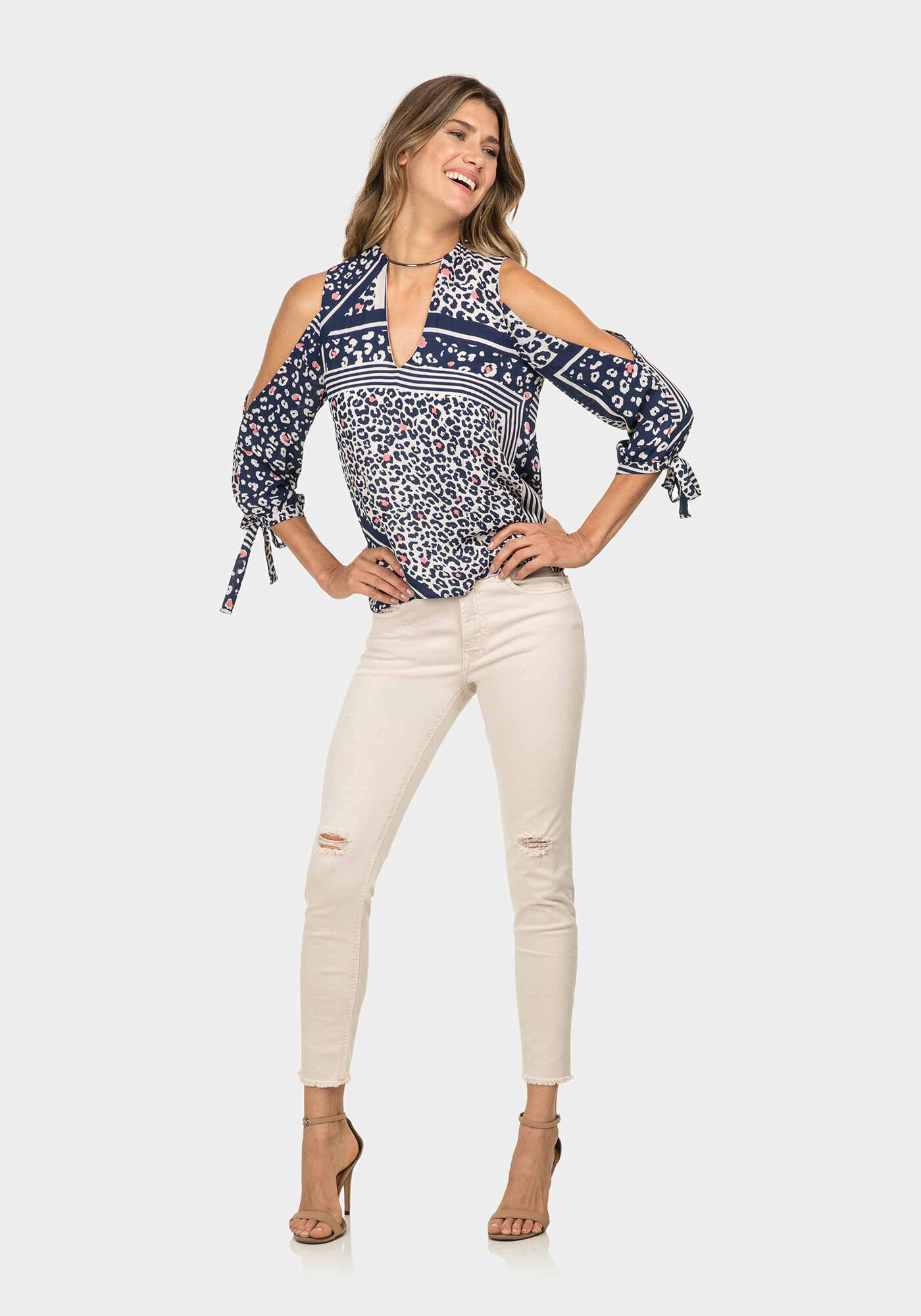 Blusa com Colar Estampa, , large.