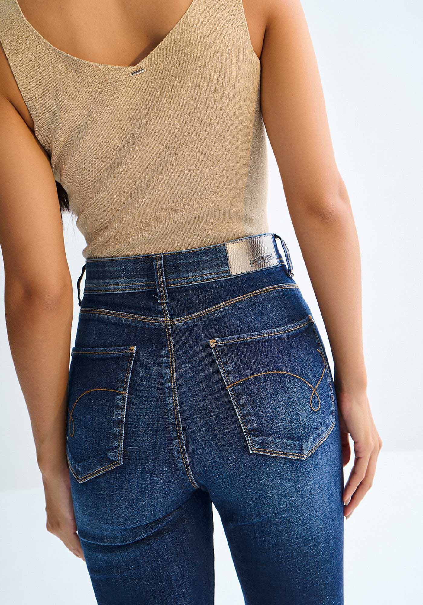 Cal&ccedil;a Jeans Skinny Cintura Alta Escura Shaping, , large.