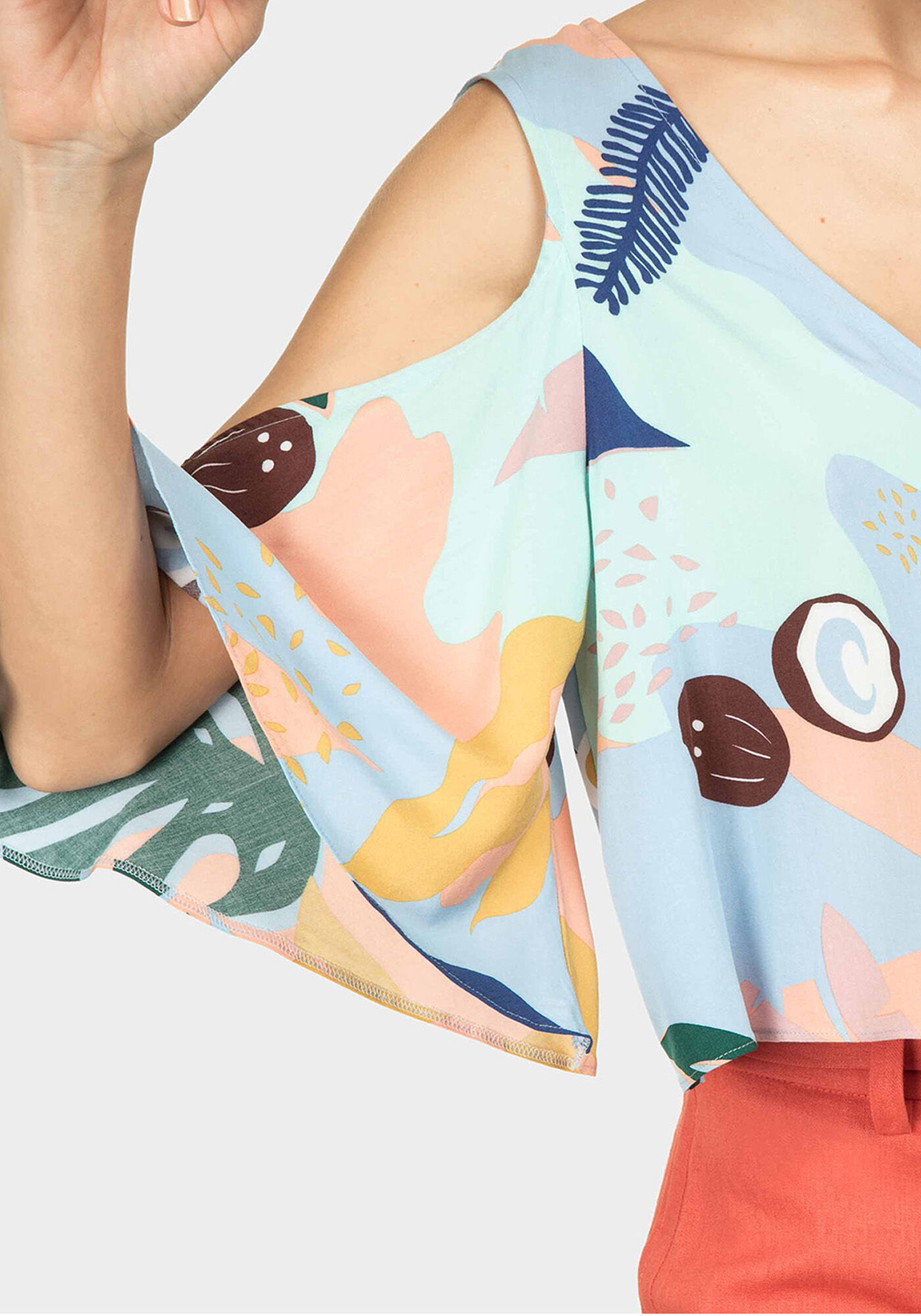 Blusa Naked Shoulder Estampa, , large.