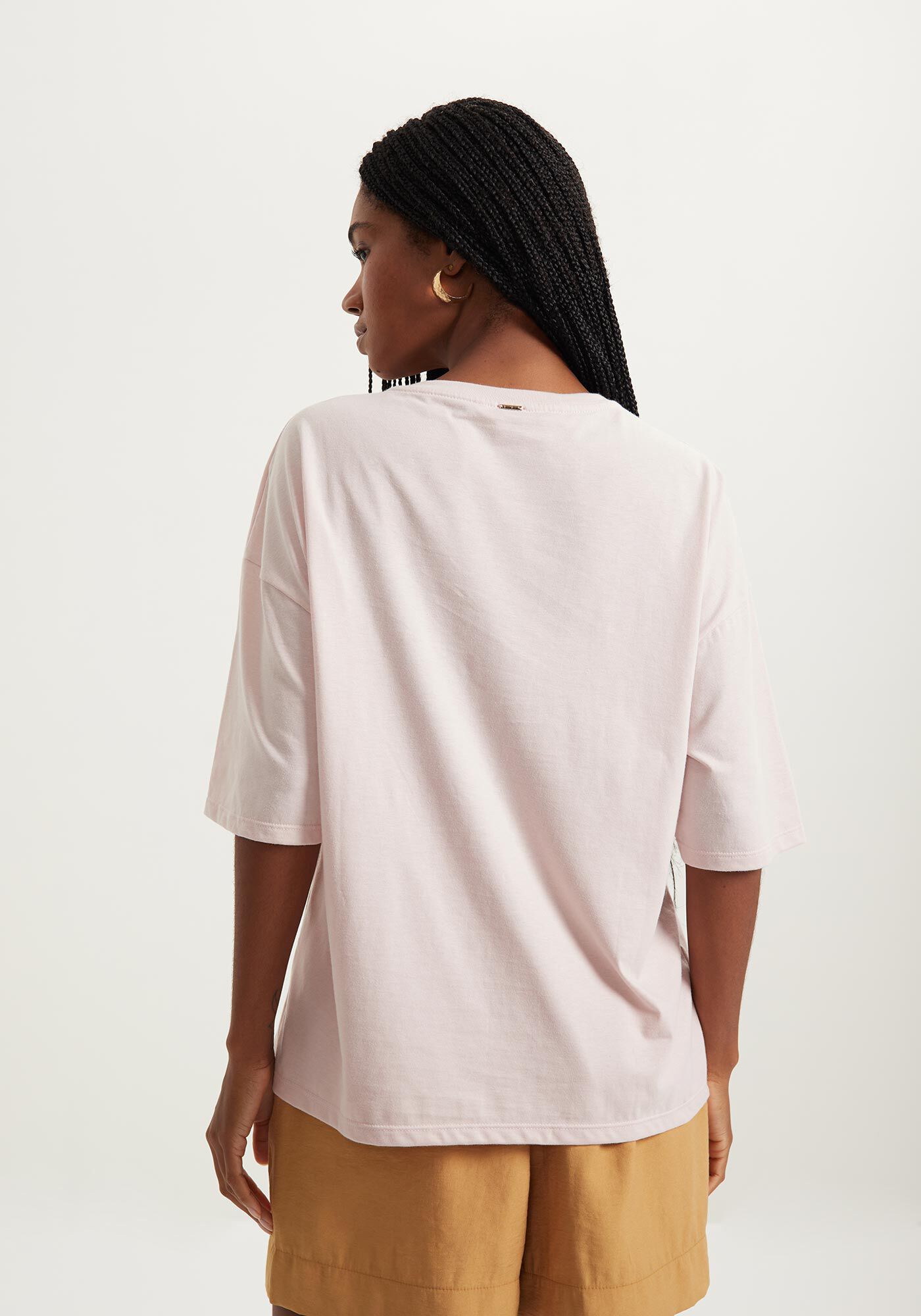 Blusa B&aacute;sica De Mangas M&eacute;dias Com Bordado Frontal, , large.